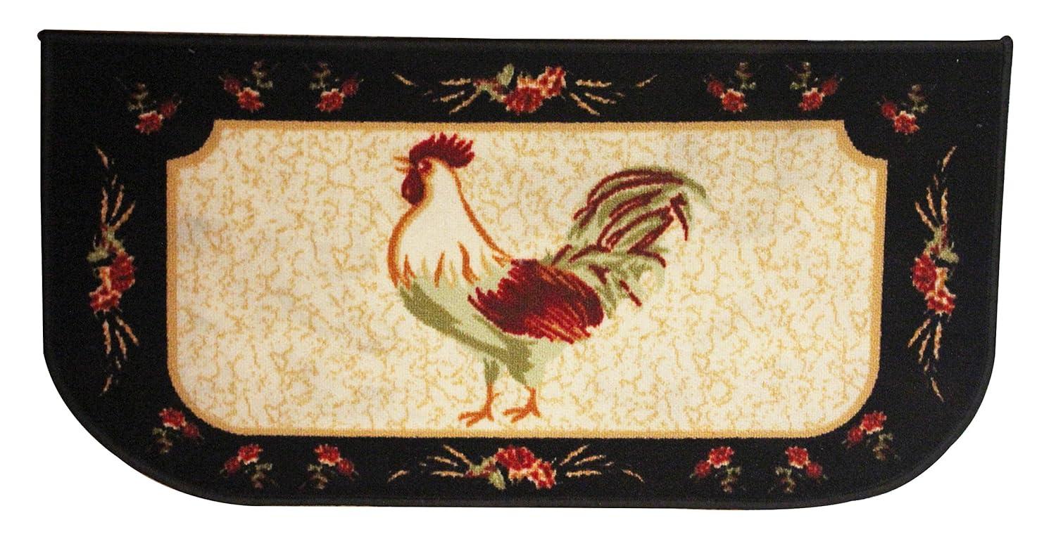 Kashi Home Kitchen Rug, Printed Area Rug, Durable Floor, Door Mat, Farmhouse Non-Slip Carpet Latex Backing Beautiful Design Rooster 3pc Set (2 18x30 D Shape & 1 20x40)