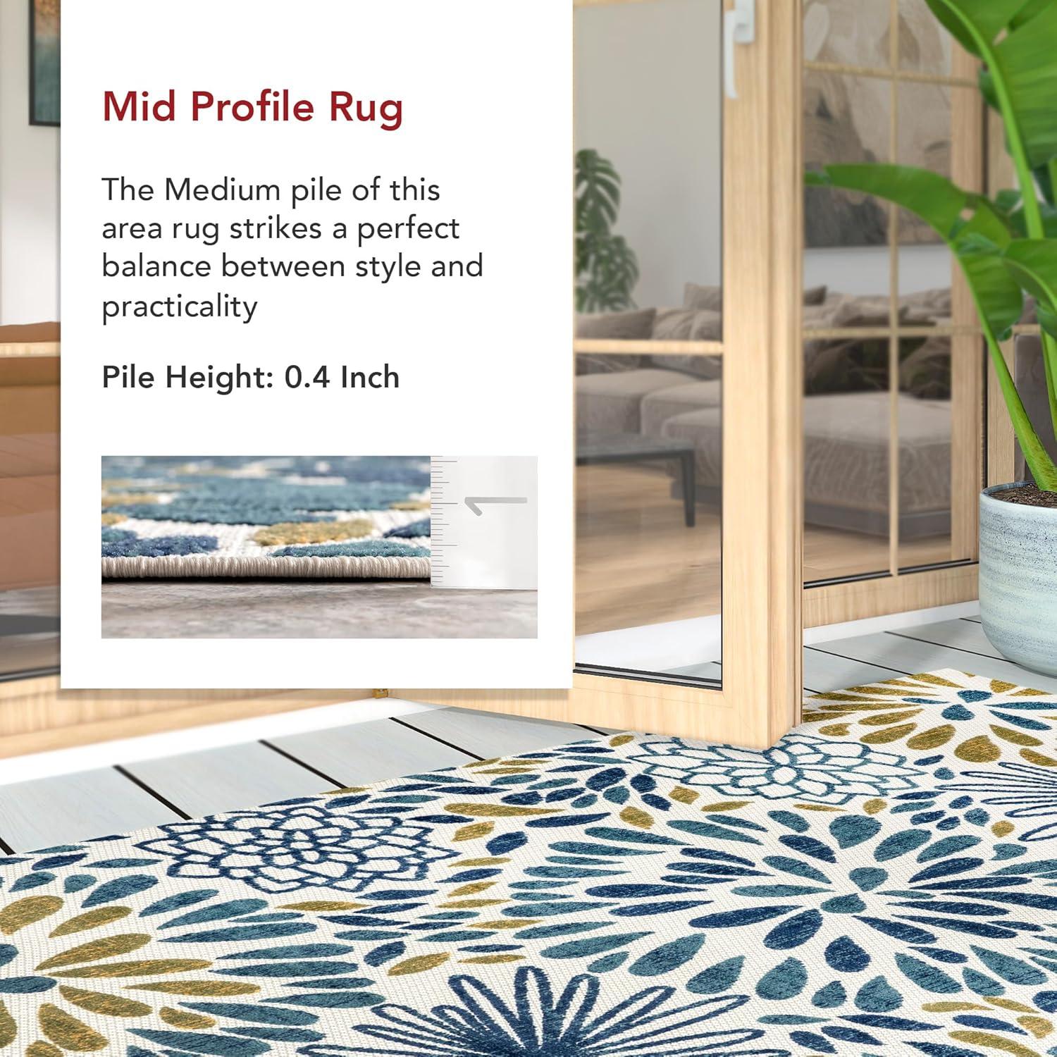 Nuloom Monique Floral & Paisley 7x9 Indoor/Outdoor Area Rug for Living Room Patio Deck Front Porch Kitchen, Teal/Ivory