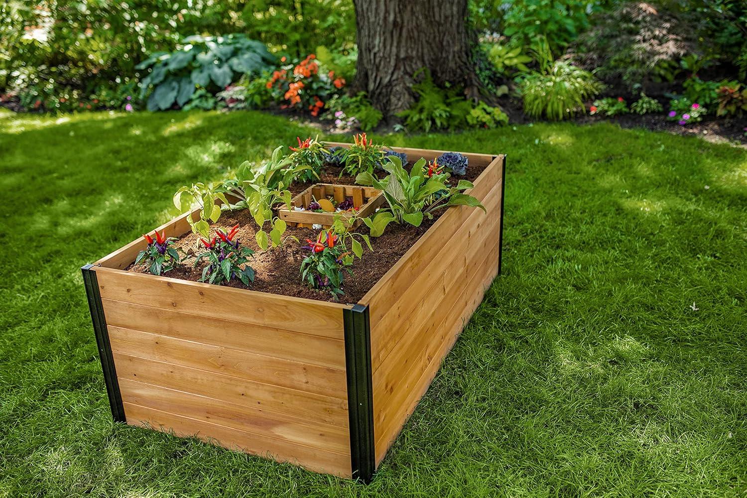 Vita Mezza 3' L x 5' W Cedar Keyhole Composting Garden, Golden Brown, VT17702