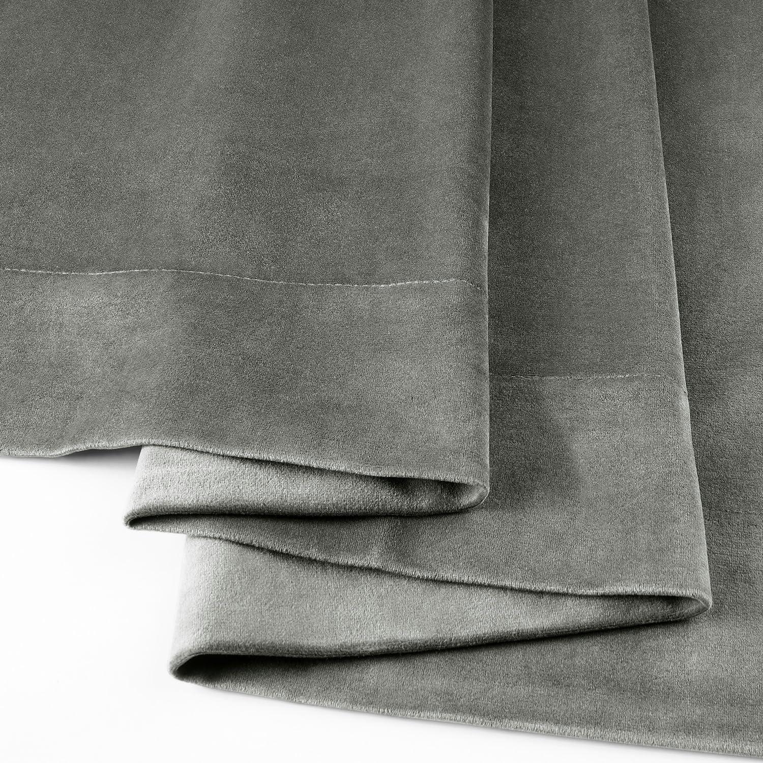 Silver Grey Velvet Pinch Pleat Blackout Curtain - 25 in. W x 96 in. L (1 Panel)