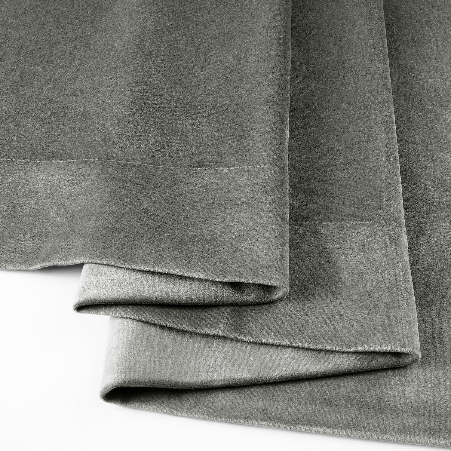 Half Price Drapes Signature Silver Grey Velvet Blackout Curtains for Bedrooms(1 Panel), 50WX 96L