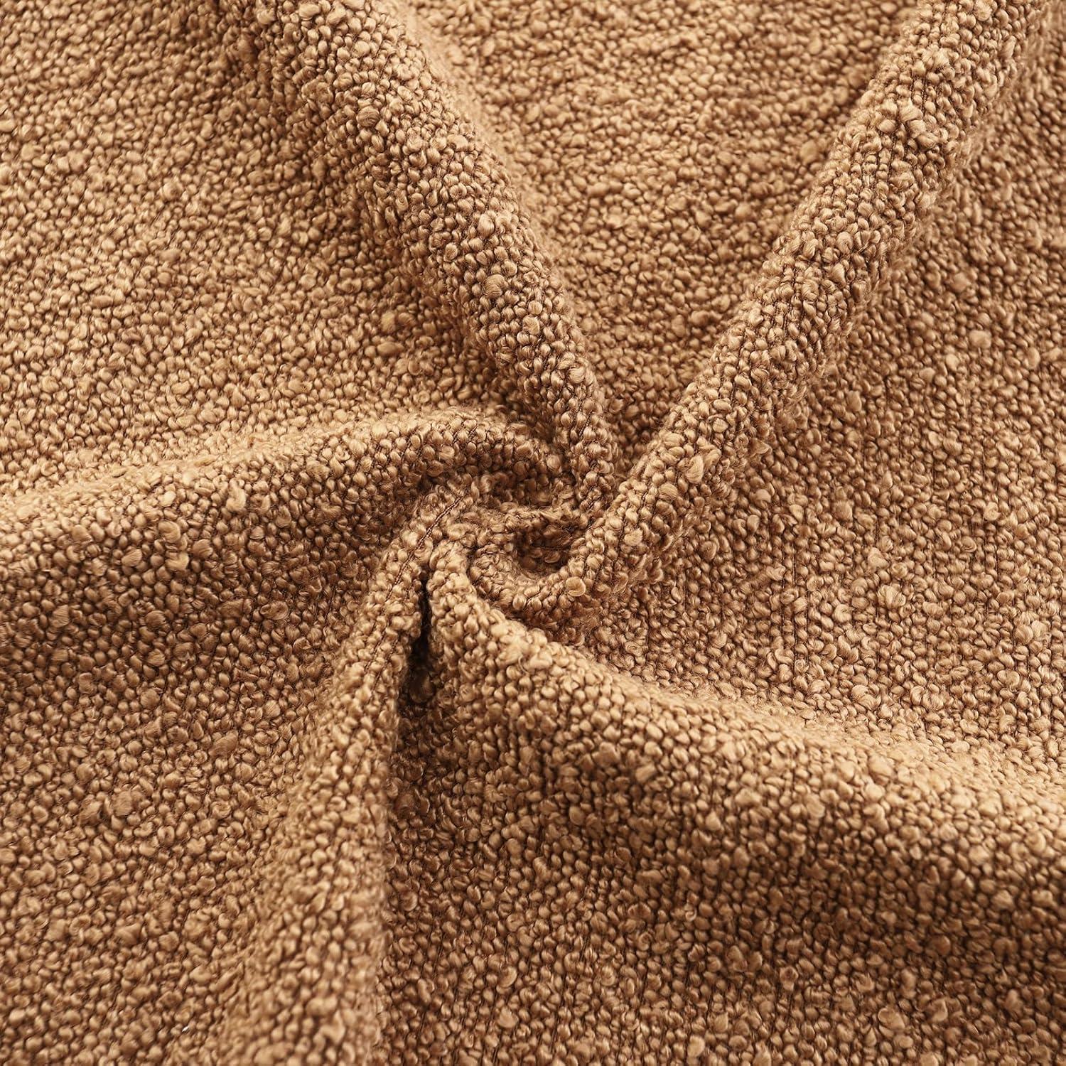 Boucle Decorative Throw Pillow Covers for Couch Set of 2, 18x18 inches, Beige