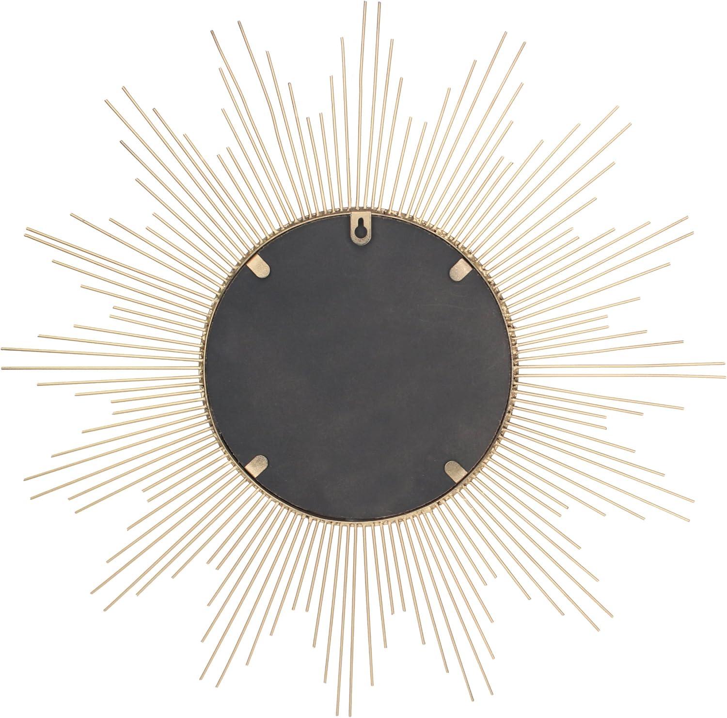 Stonebriar 24 in. Round Decorative Antique Metal Starburst Wall Mounted Mirror, Gold