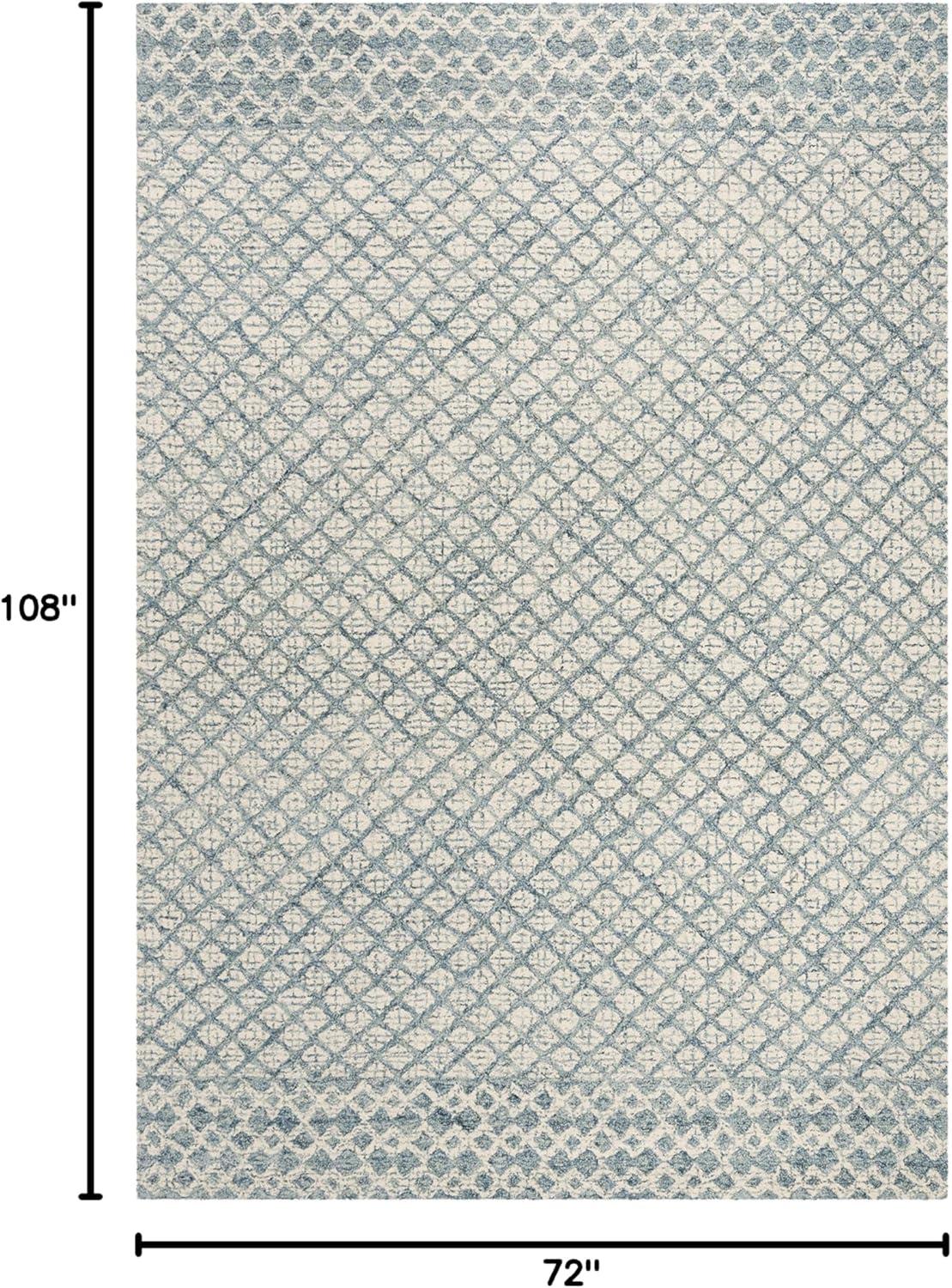 Abstract ABT203 Handmade Indoor Area Rug - Blue/Ivory - 6'x9' - Safavieh