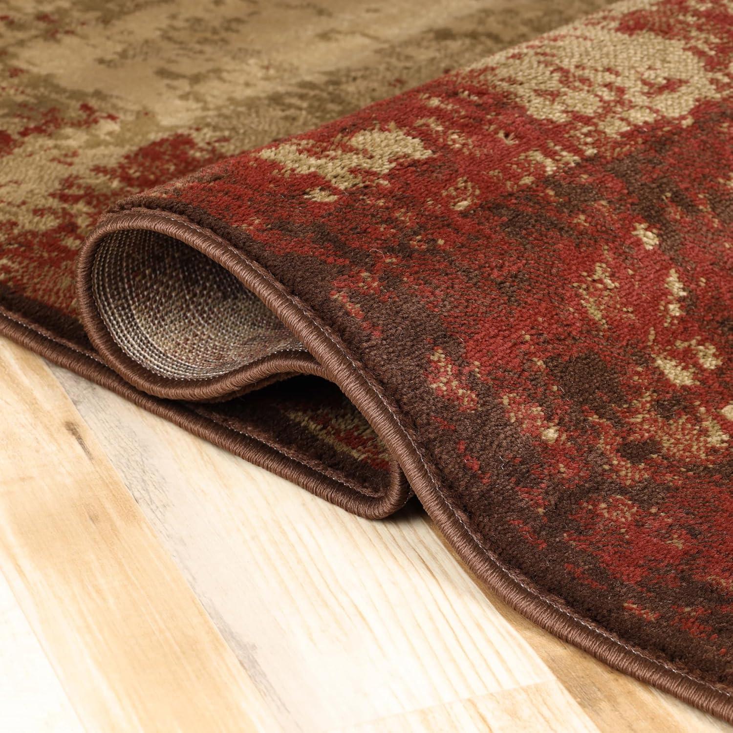 Superior Afton Acid Wash Modern Indoor Area Rug, Auburn, 4' x 6'