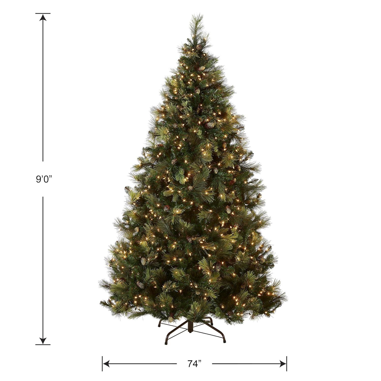 National Tree Company 9' Pre-lit Carolina Pine Artificial Christmas Tree with 900 Clear Lights