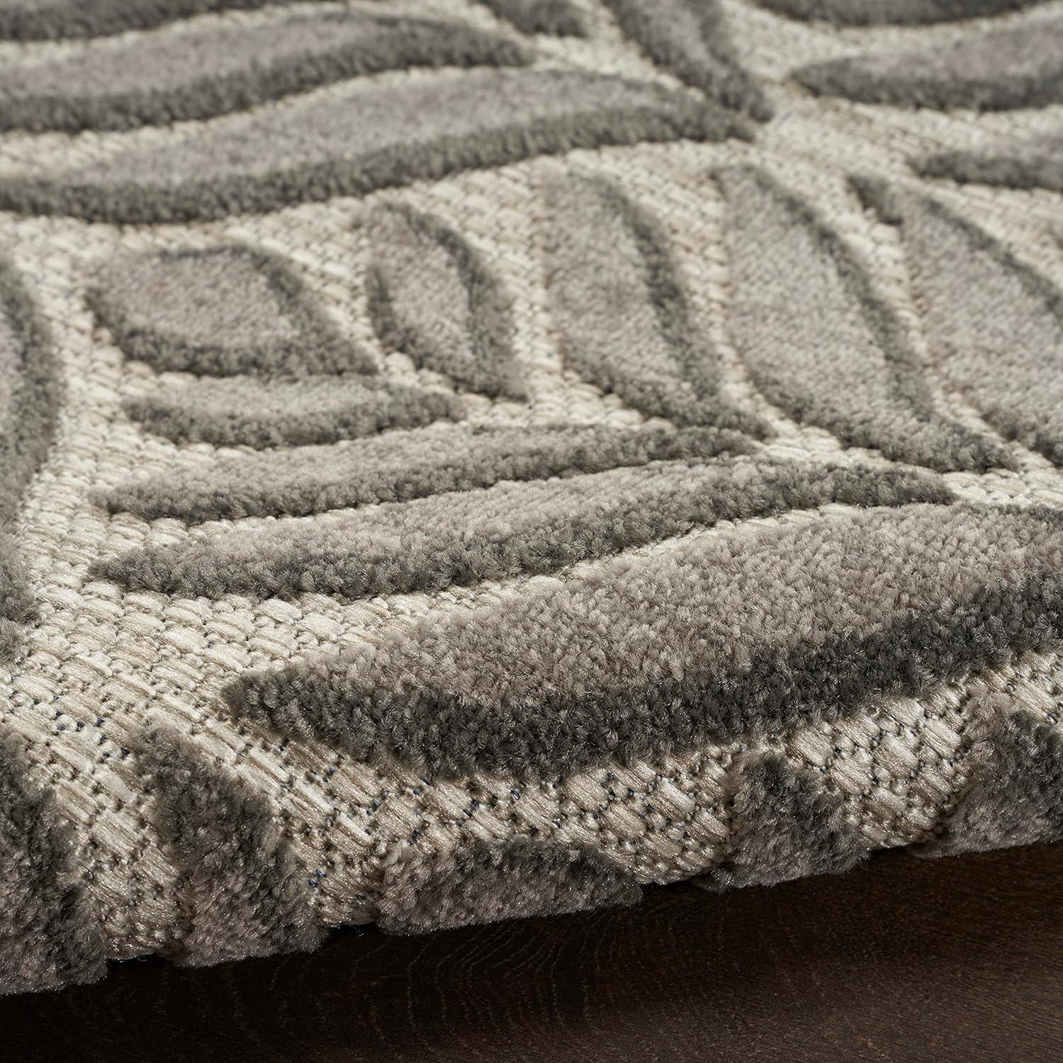 Nourison Aloha Tropical Palm Flatweave High-Low Indoor Outdoor Area Rug Charcoal 2'8" x 4'