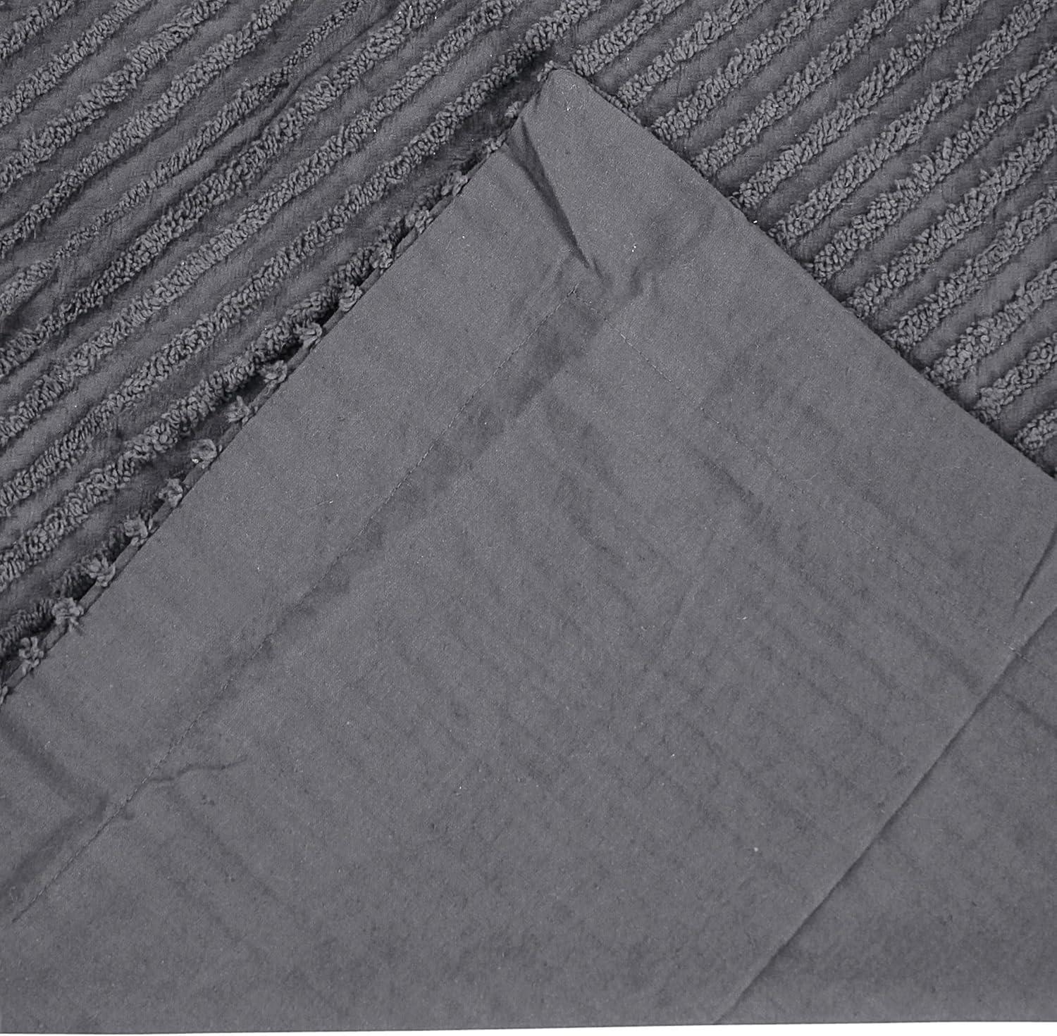 Better Trends Jullian Collection 100% Cotton Tufted Pillow Sham with Stripe Pattern Machine Washable Pillow Cover