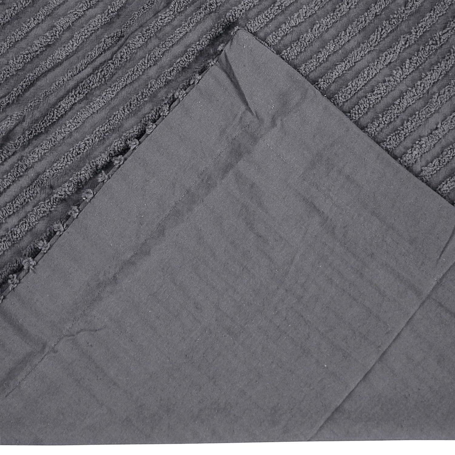 Better Trends Jullian Collection 100% Cotton Tufted Pillow Sham with Stripe Pattern Machine Washable Pillow Cover
