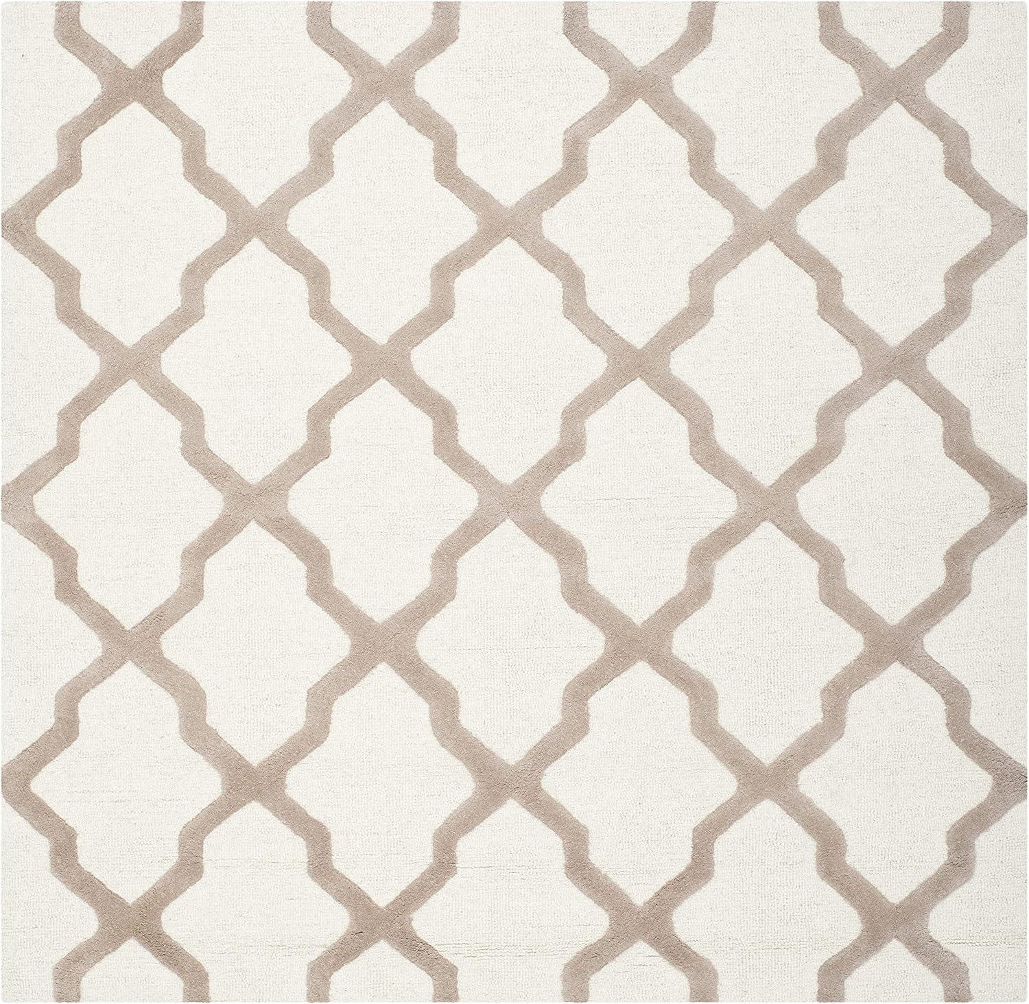 SAFAVIEH Cambridge Liam Geometric Wool Area Rug, Ivory/Beige, 10' x 10' Square