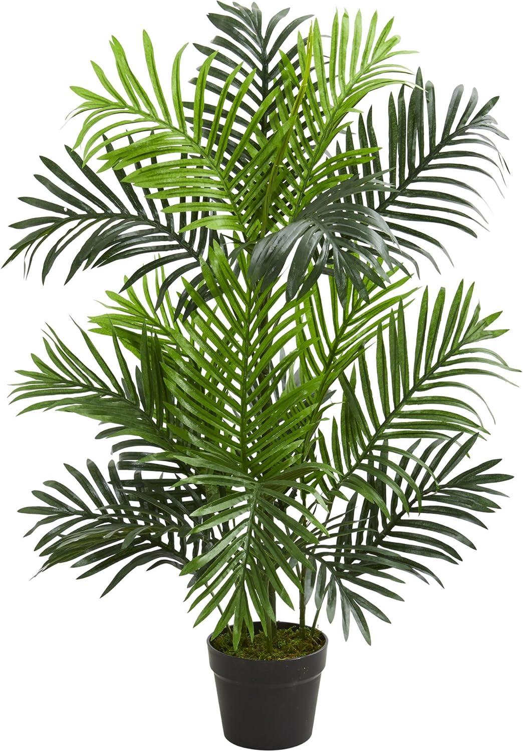 36" Artificial Paradise Palm Tree in Pot Black - Nearly Natural: Indoor Faux Palm, No Assembly Required