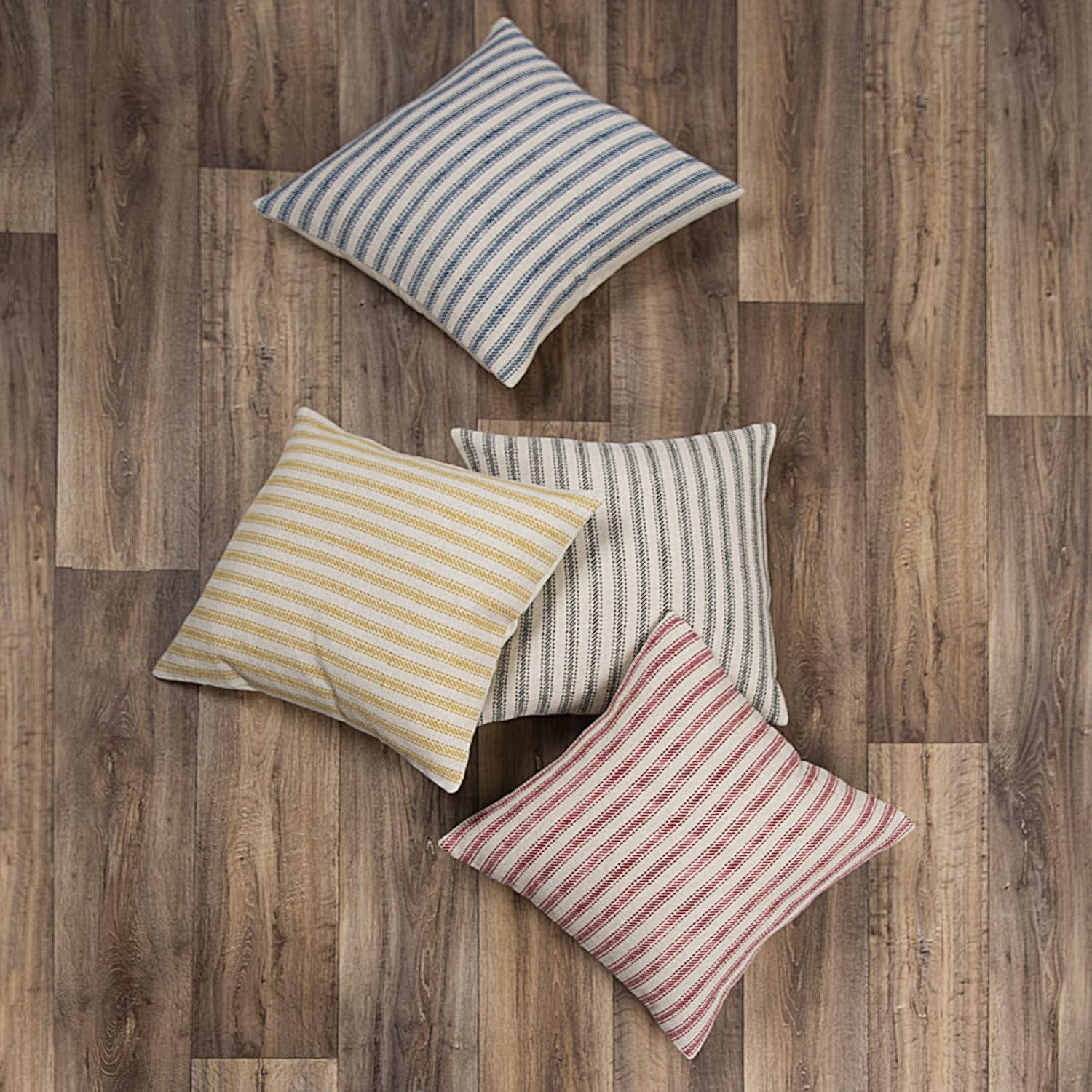 20"x20" Oversize Ticking Striped Square Throw Pillow Gray - Rizzy Home: Cotton Canvas, Indoor, Zippered, Machine Washable