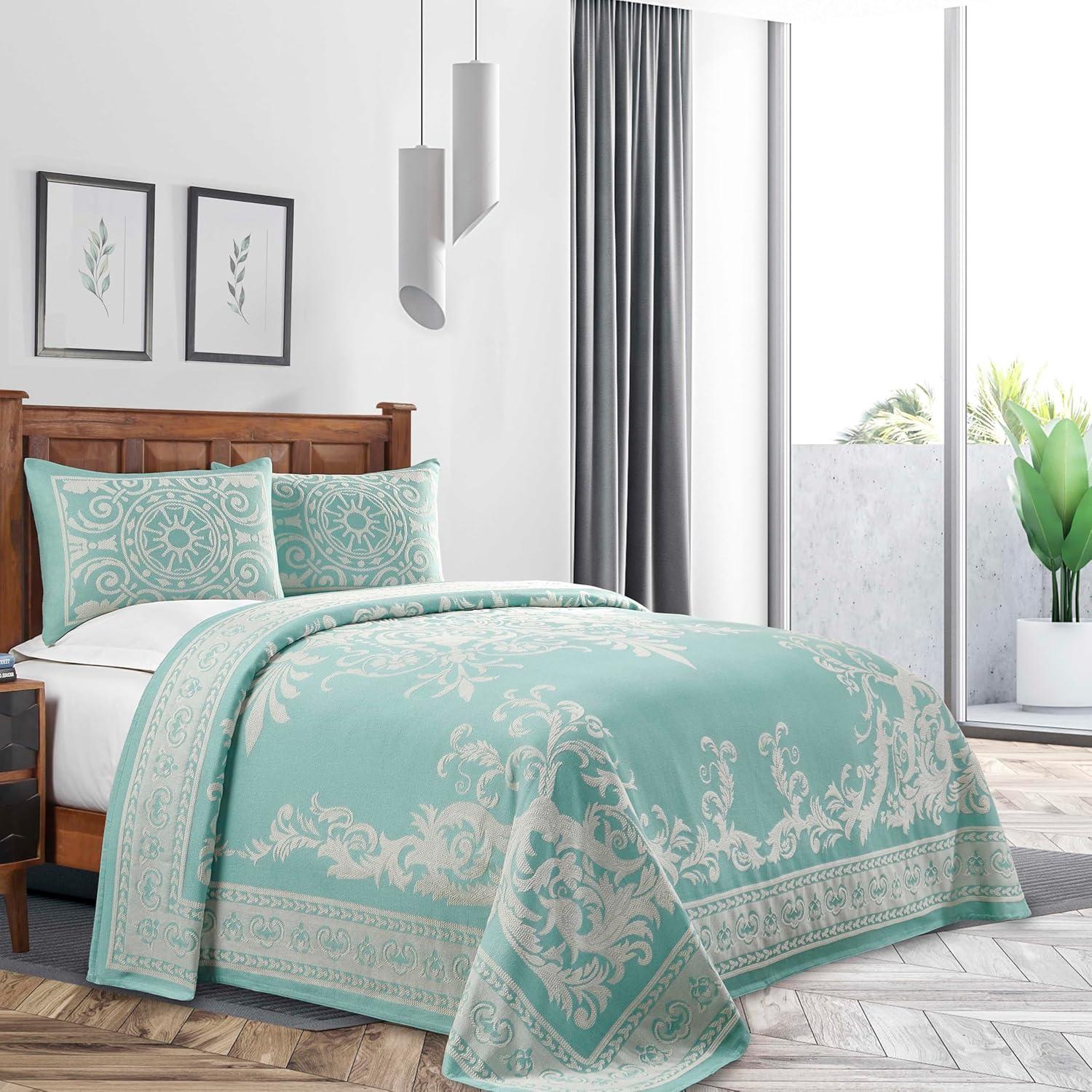 Superior Rio Lightweight Cotton Blend Woven Jacquard Traditional Medallion Bedspread/Coverlet Set