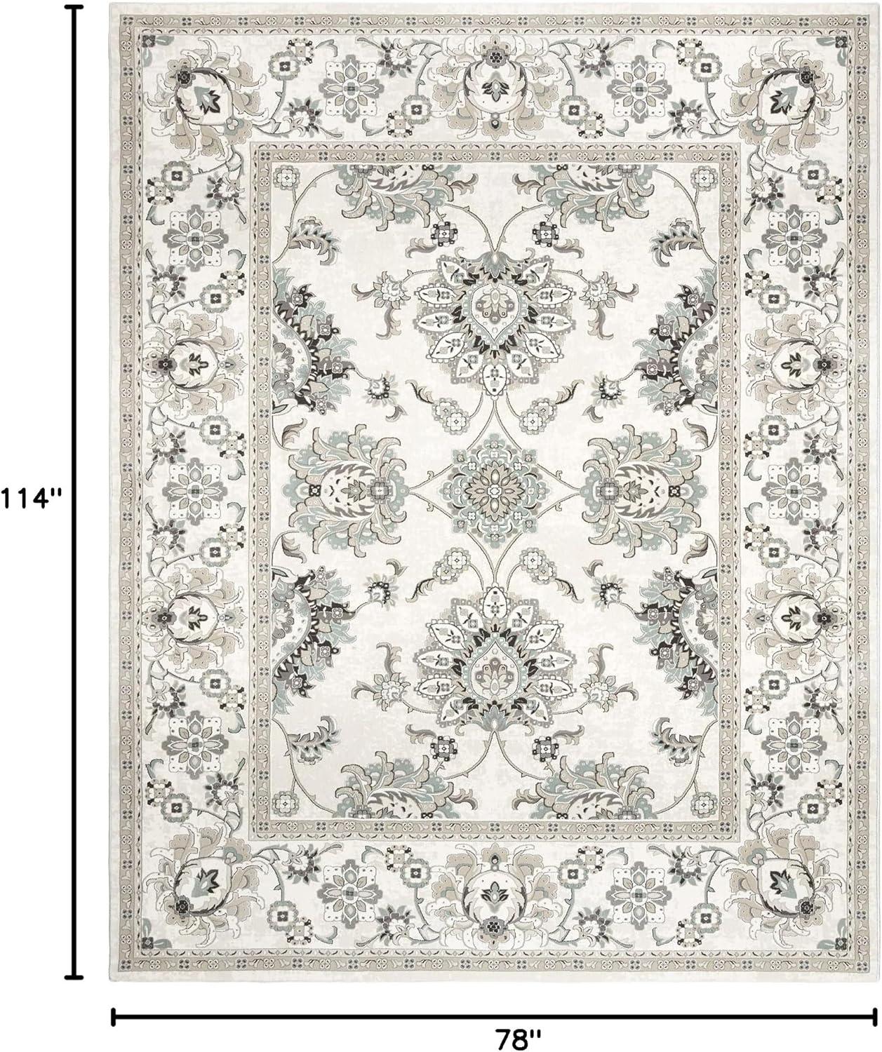 Majestic Moena Ivory/Gray Traditional Oriental Floral Border Area Rug