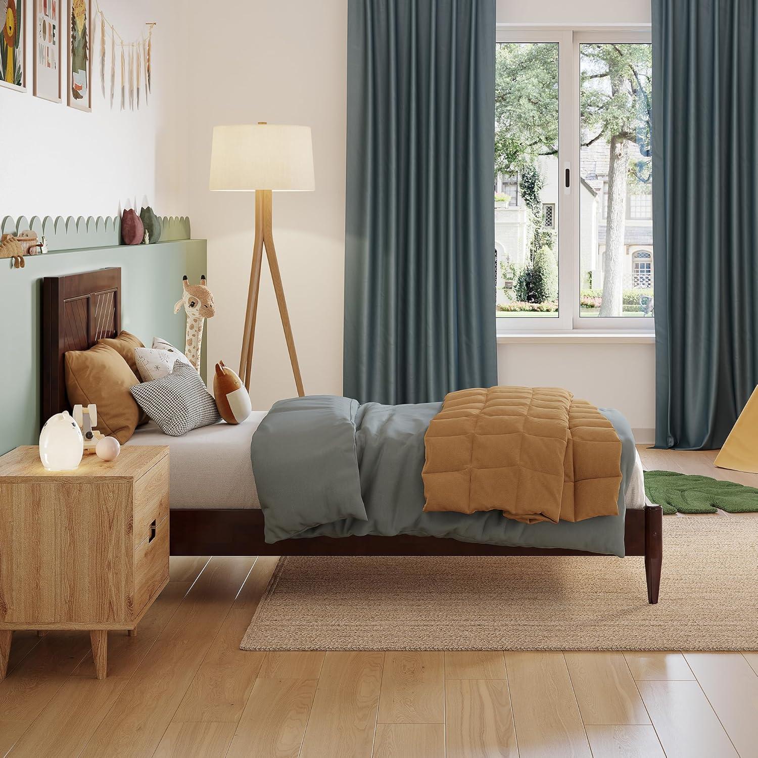 AFI Furnishings Berkshire Twin Solid Wood Low Profile Platform Bed in Walnut