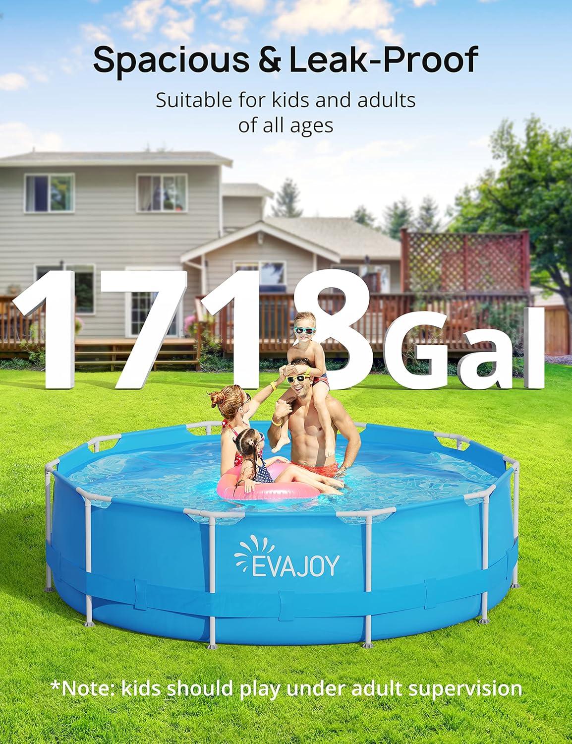 EVAJOY 12ft X 30in Metal Frame Above Ground Swimming Pool with Steel Frame Blue