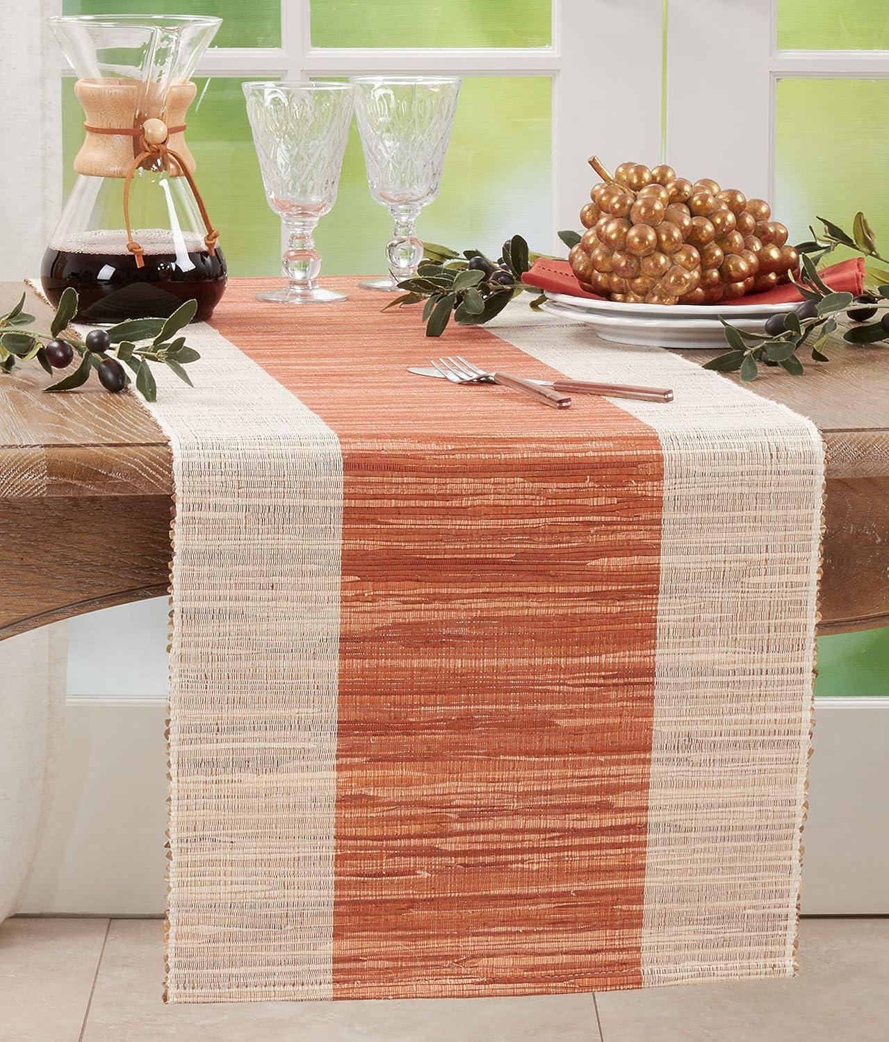 Saro Lifestyle Table Runner With Shimmering Banded Design