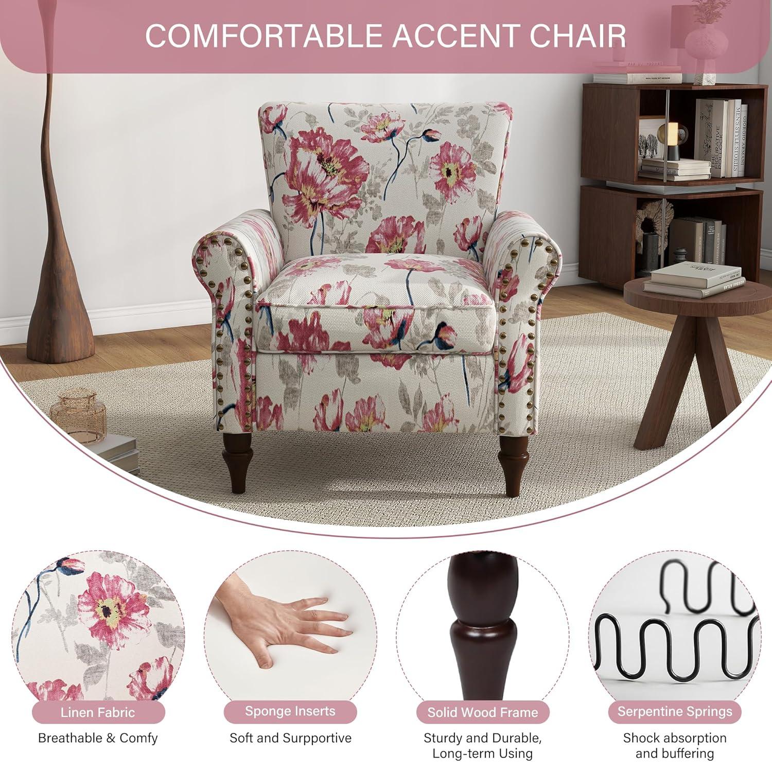 Floral Pattern Blue and White Barrel Accent Chair Set