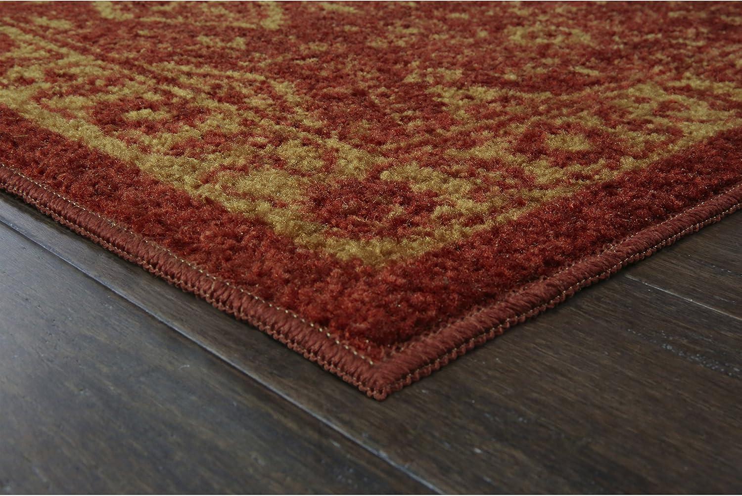 Maples Rugs Georgina Global Living Room Area Rug for Indoor, 5' x 7', Red/Gold