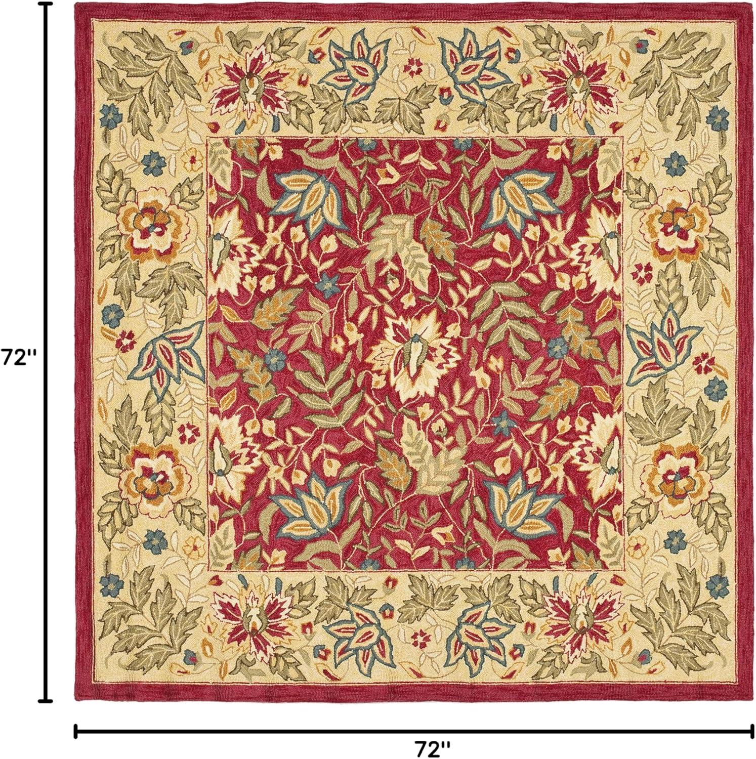 Chelsea HK140 Hand Hooked Area Rug - Red/Ivory - 6'x6' - Safavieh.