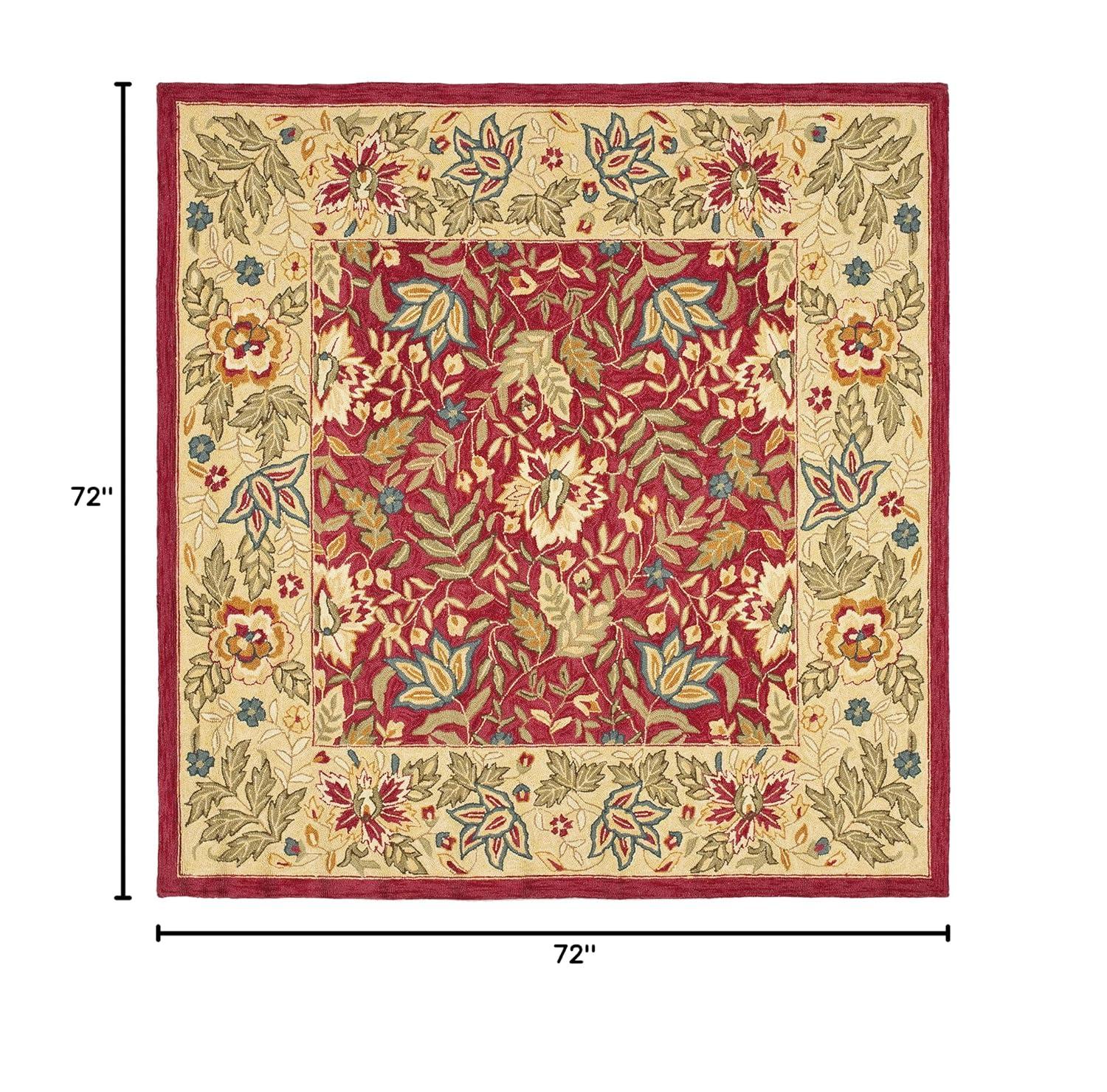 Chelsea HK140 Hand Hooked Area Rug - Red/Ivory - 6'x6' - Safavieh.