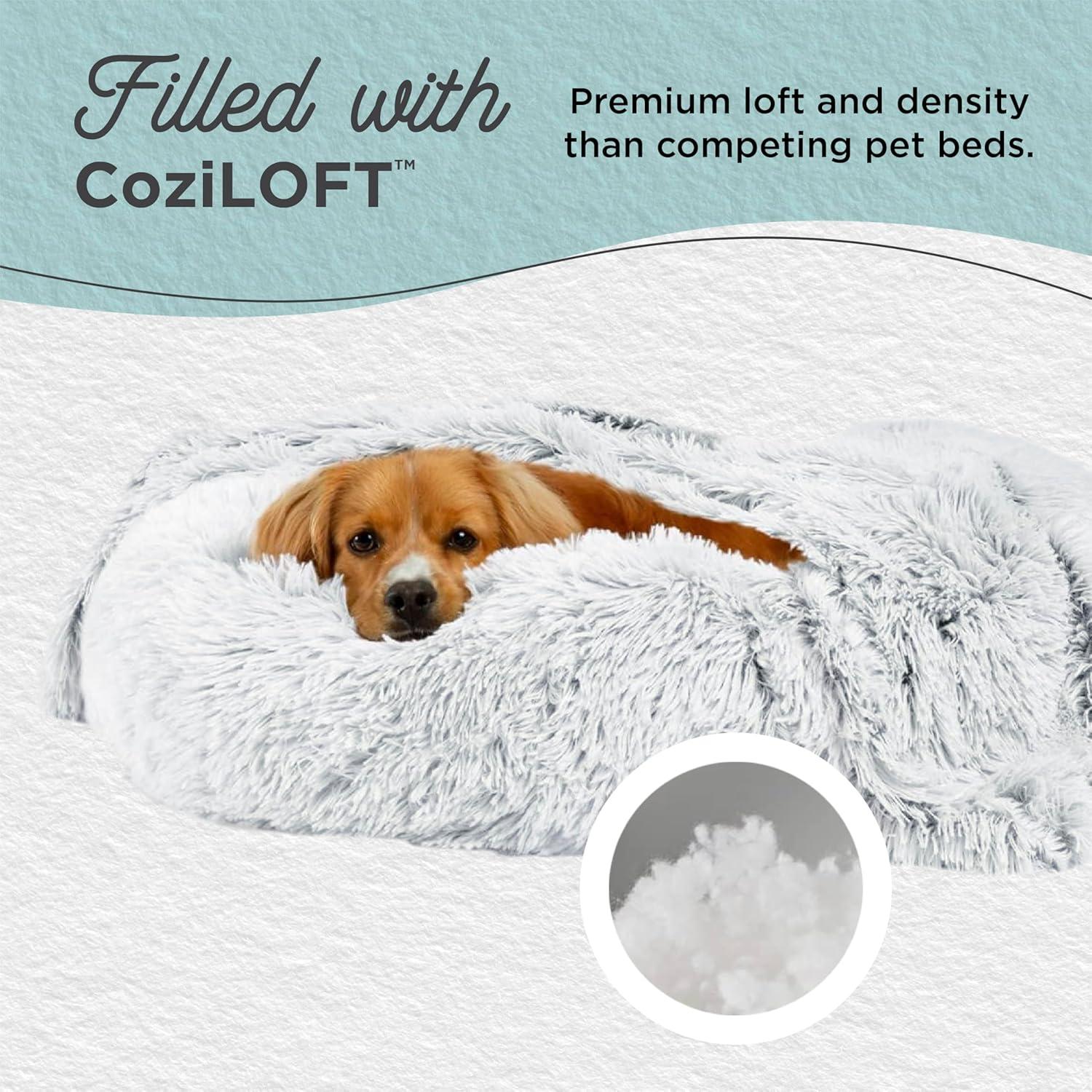 Large Orthopedic Elevated Gray Vegan Nylon Donut Pet Bed