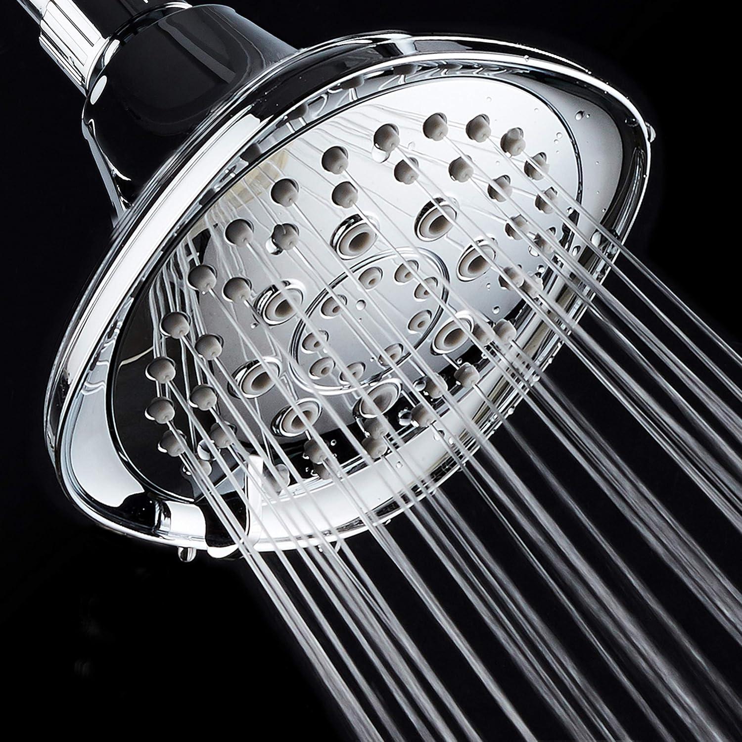 Chrome Square High-Pressure 6-Setting Luxury Shower Head