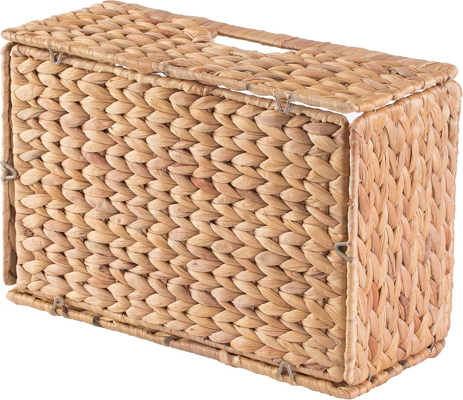 Highland Dunes 3 Small Hyacinth Baskets Rustic Handwoven Multipurpose Foldable Storage Organizer Decorative Laundry Totes and Woven Storage Bin for Bedroom Living Room Bathroom Pantry and Closet