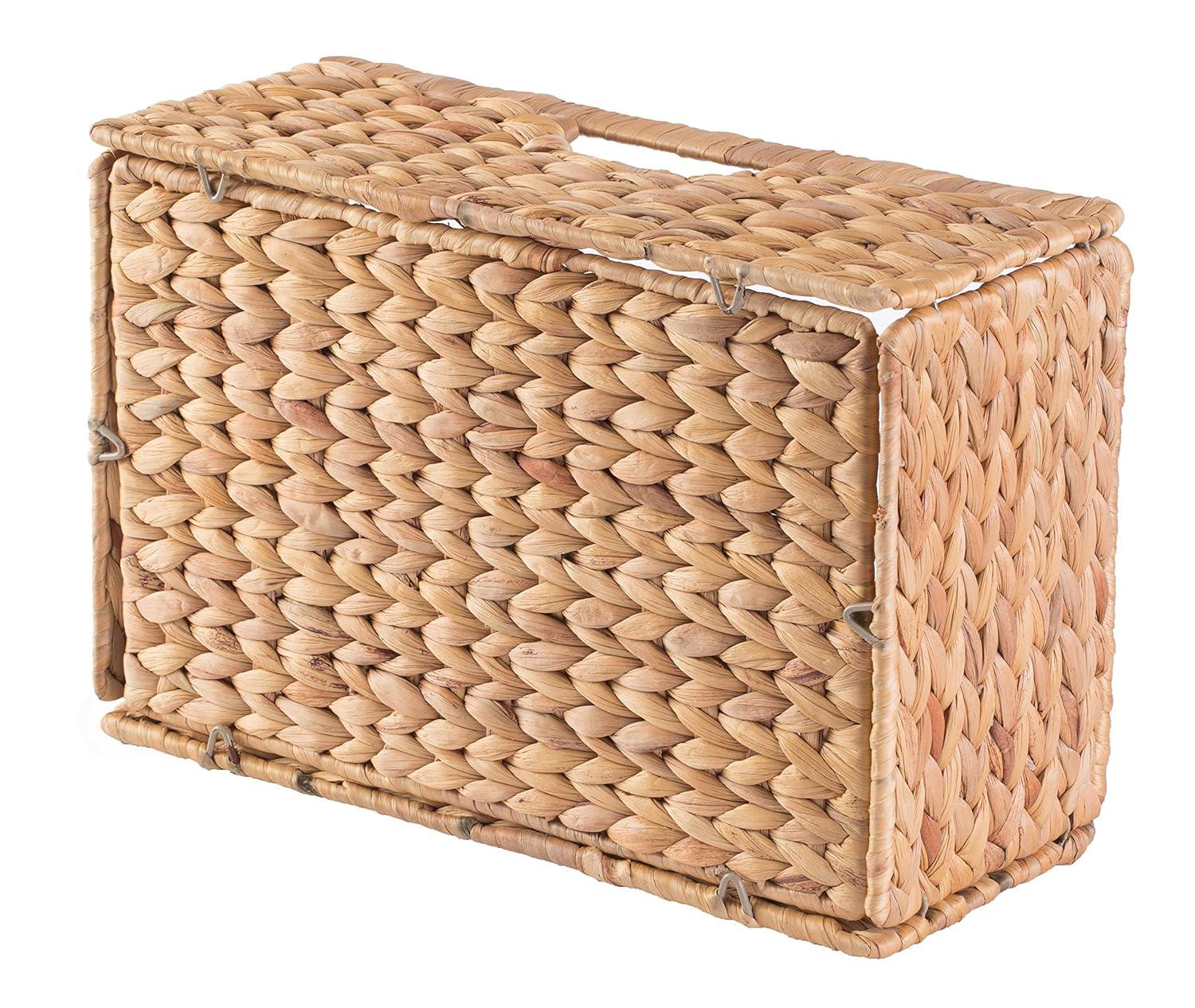Highland Dunes 3 Small Hyacinth Baskets Rustic Handwoven Multipurpose Foldable Storage Organizer Decorative Laundry Totes and Woven Storage Bin for Bedroom Living Room Bathroom Pantry and Closet
