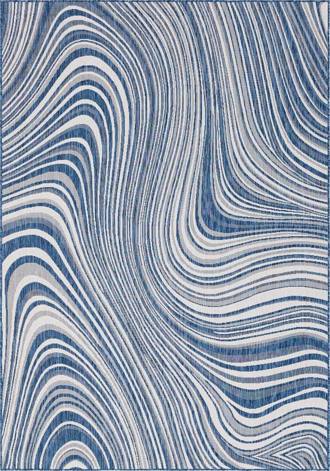 Unique Loom Outdoor Modern Pool Abstract Woven Area Rug