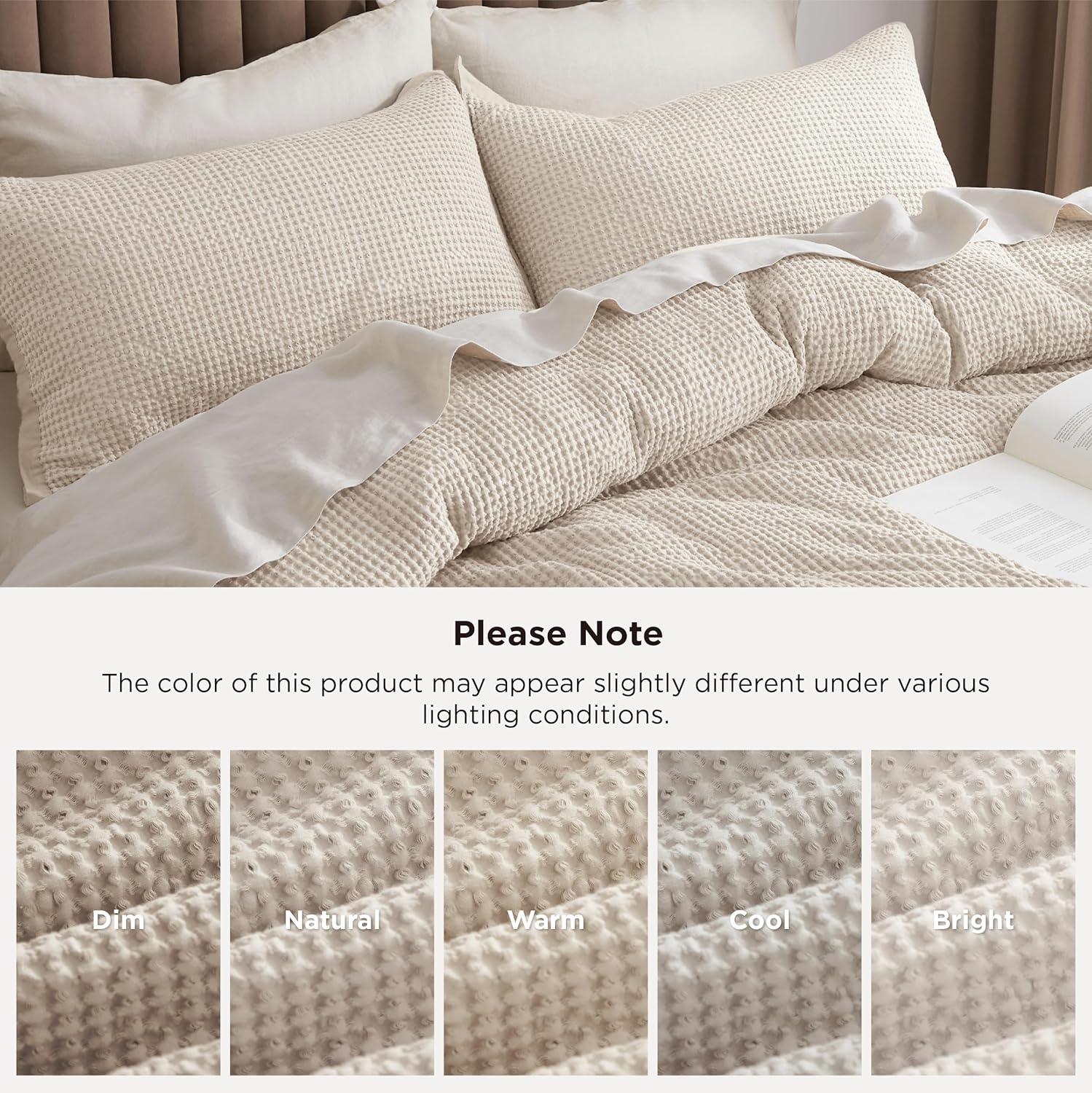 Bedsure Bedsure Cotton Duvet Cover Set - 100% Cotton Waffle Weave Coconut Duvet Cover