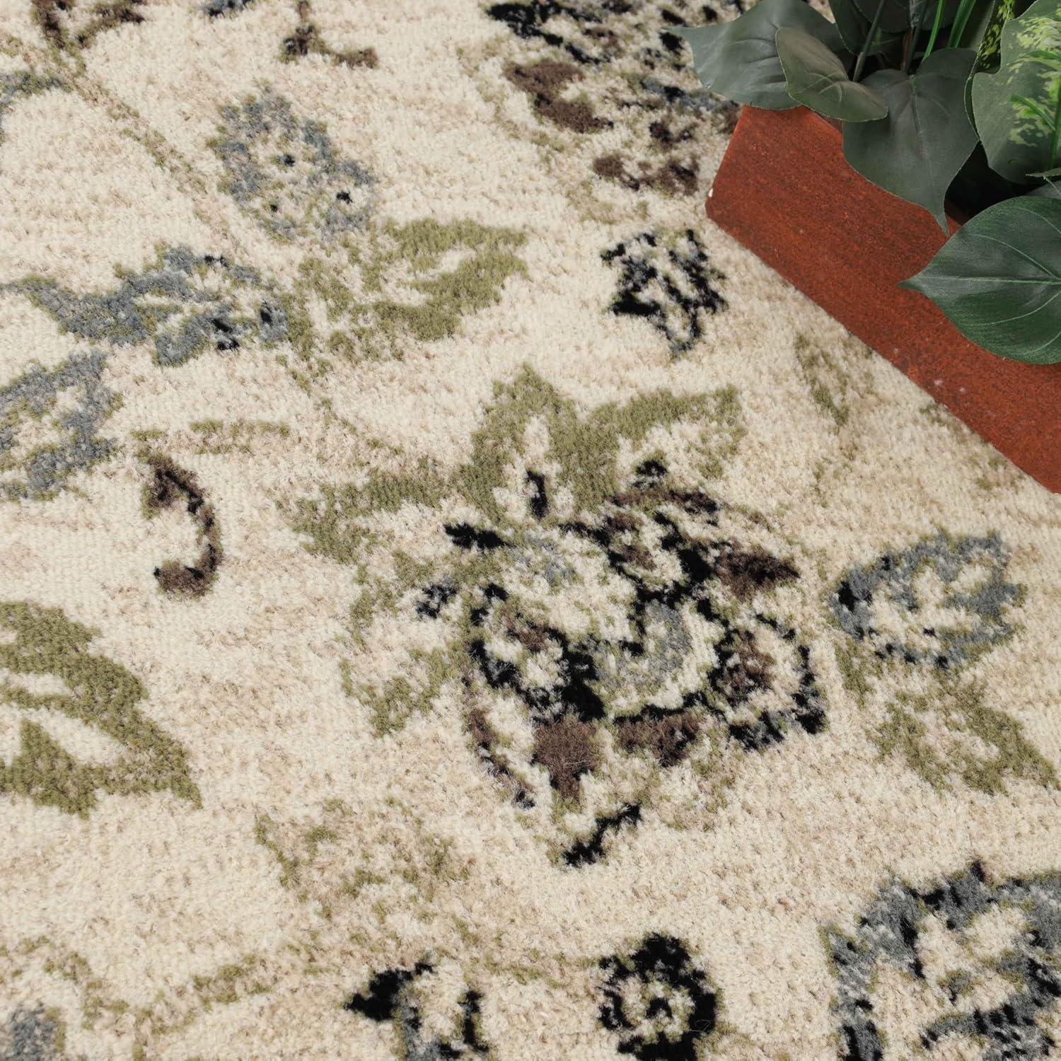 Superior Jacobean Floral Indoor Area Rug, 7' x 9', Stone