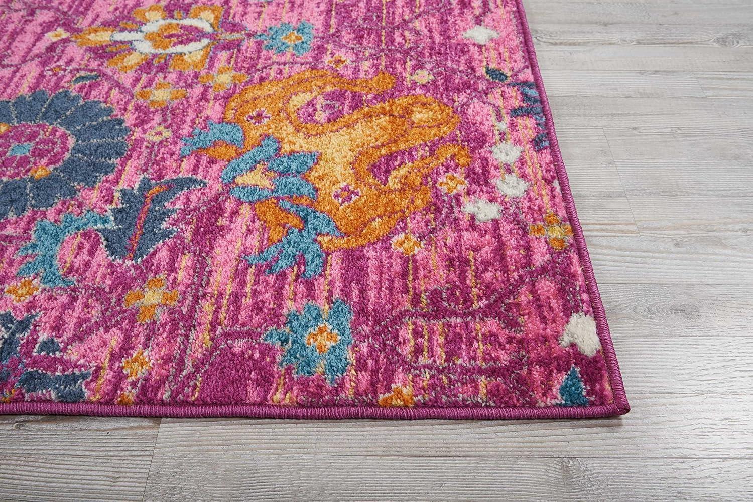 Fuchsia Floral Bliss Synthetic 8' x 10' Rectangular Area Rug