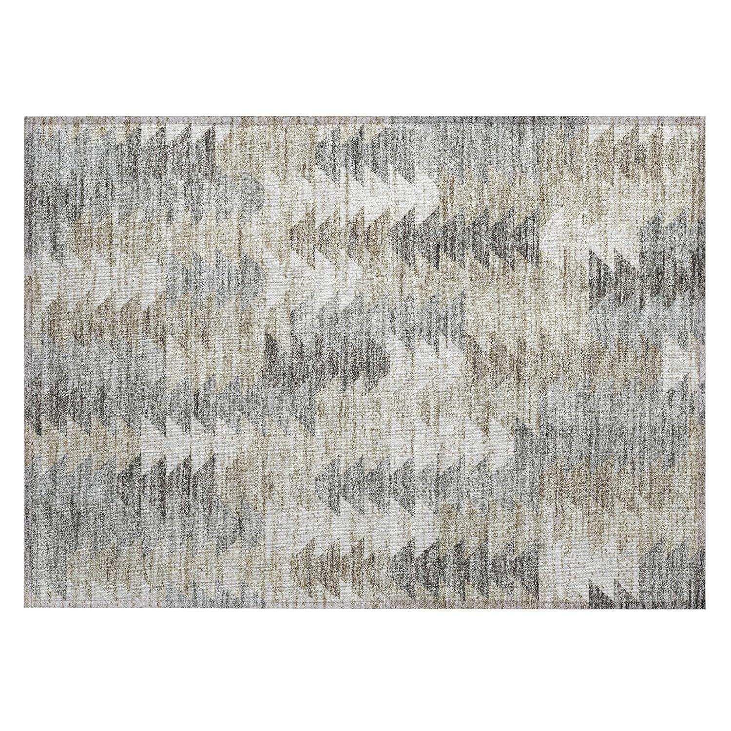Taupe Synthetic Flat Woven Rectangular Area Rug 1'8" x 2'6"
