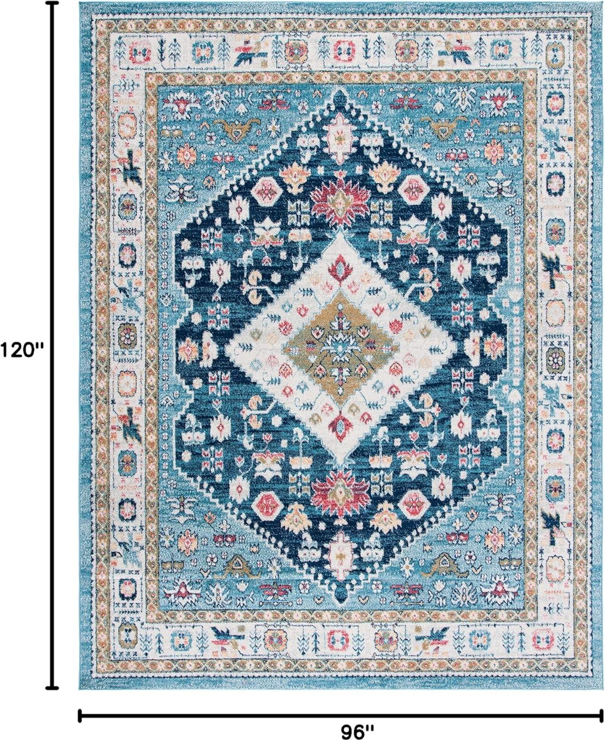 Blue Synthetic 8' x 10' Stain-Resistant Rectangular Area Rug