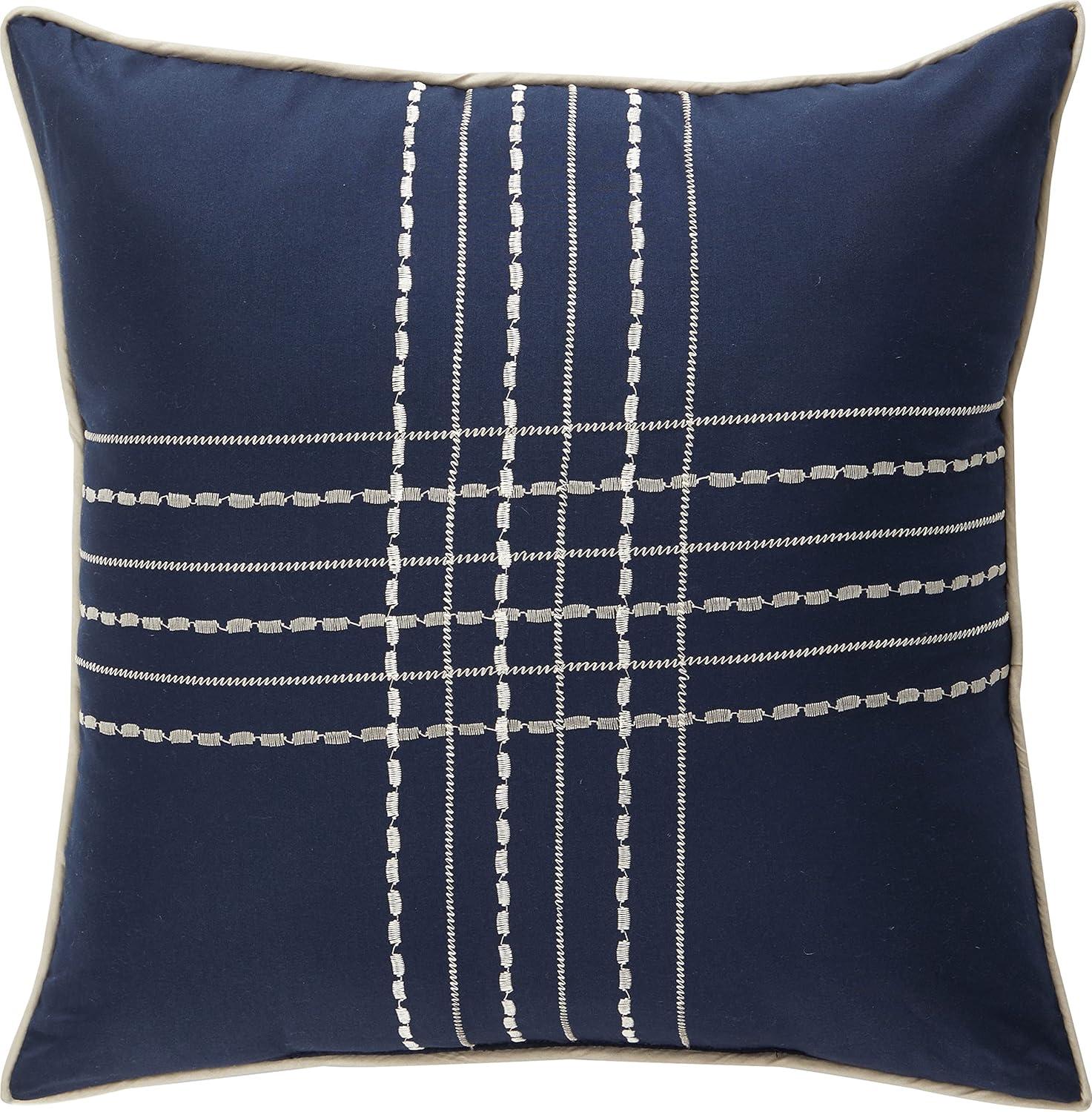 Navy Geometric Jacquard Queen Comforter Set with Decorative Pillows