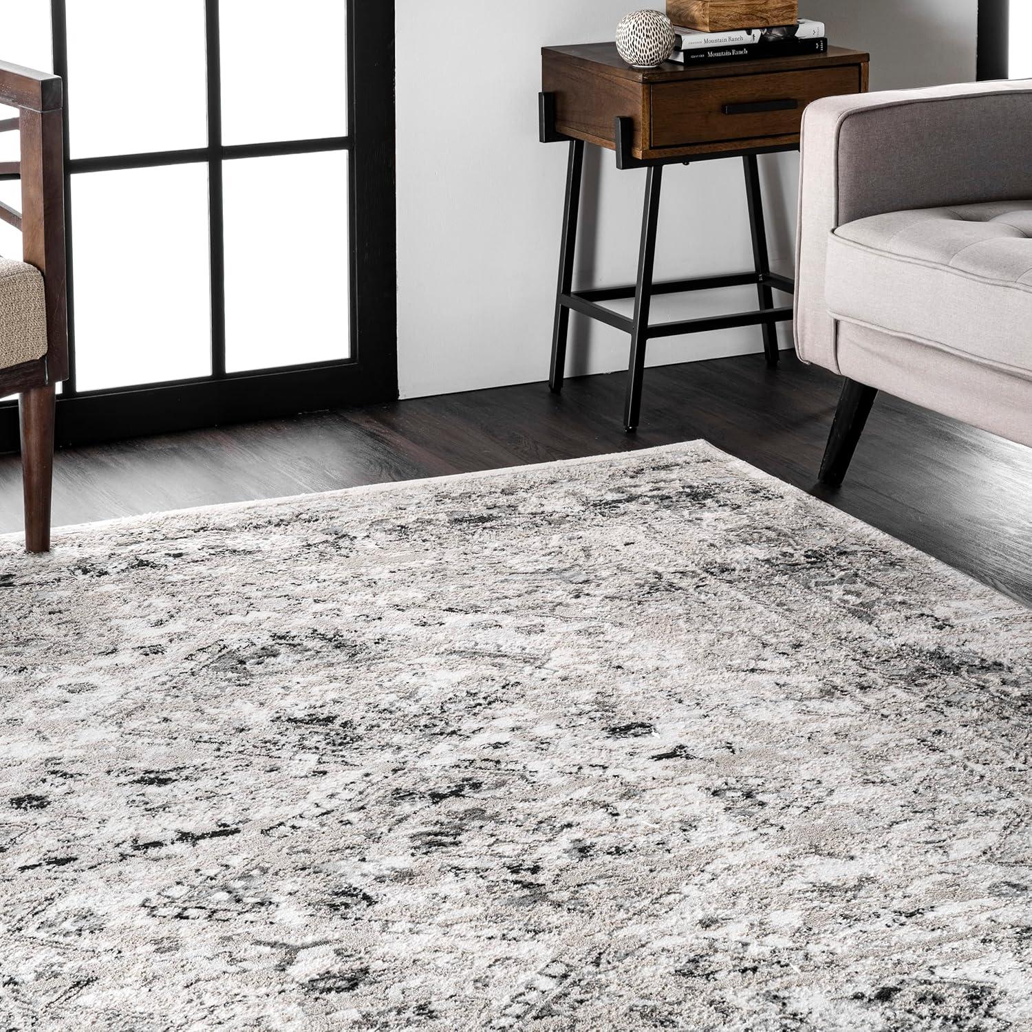 Nuloom Madisson Medallion 5 Round Indoor Area Rug for Living Room Bedroom Dining Room Kitchen, Grey/Ivory
