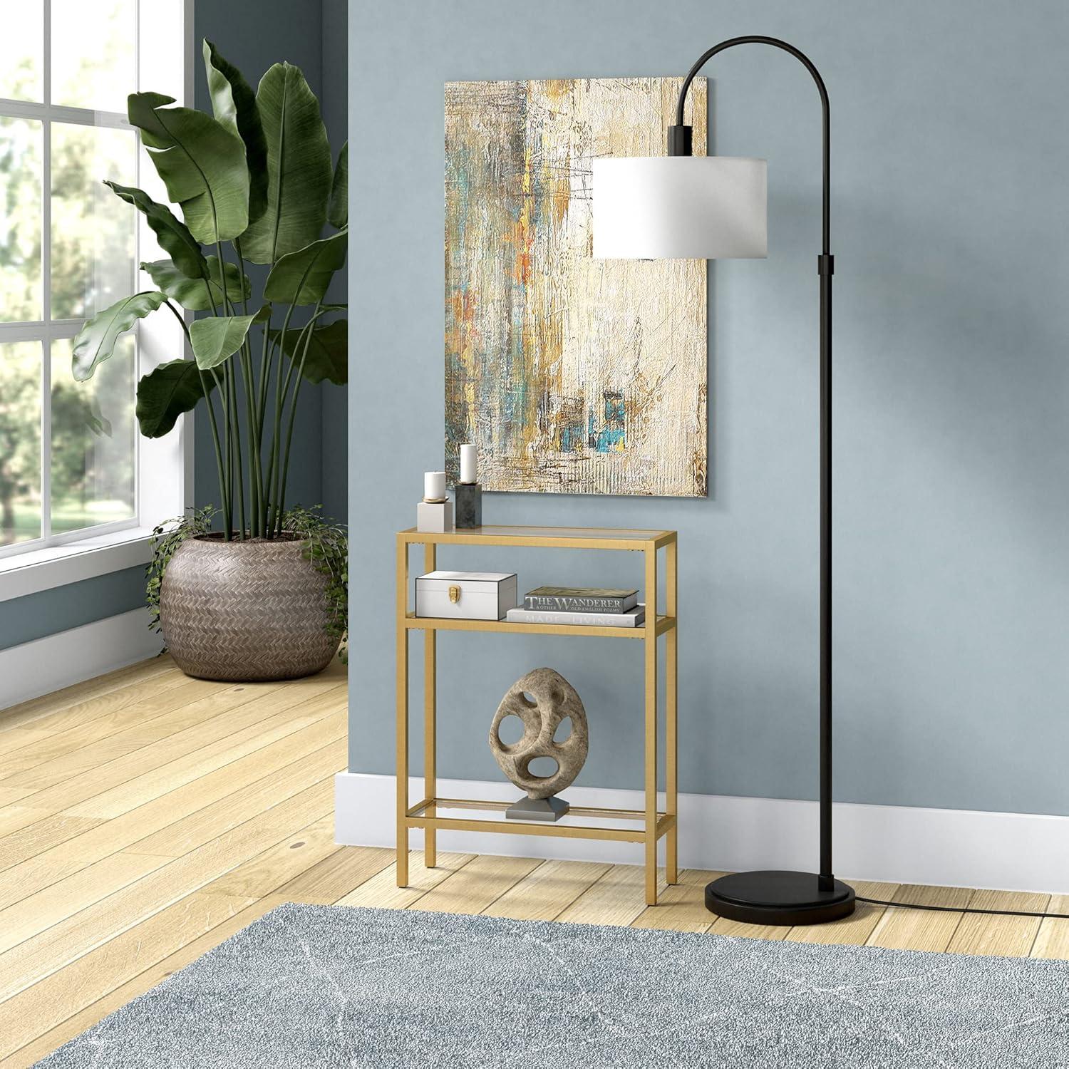 Evelyn&Zoe Sivil 22" Wide Rectangular Console Table, Brass