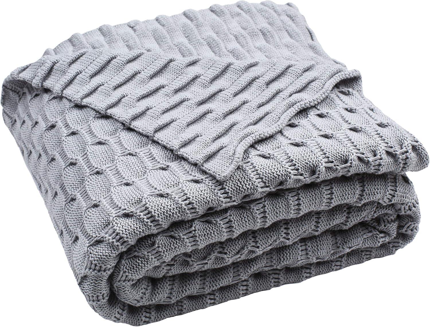 Noela Knit Throw Blanket - Light Grey - 50" x 60" - Safavieh.