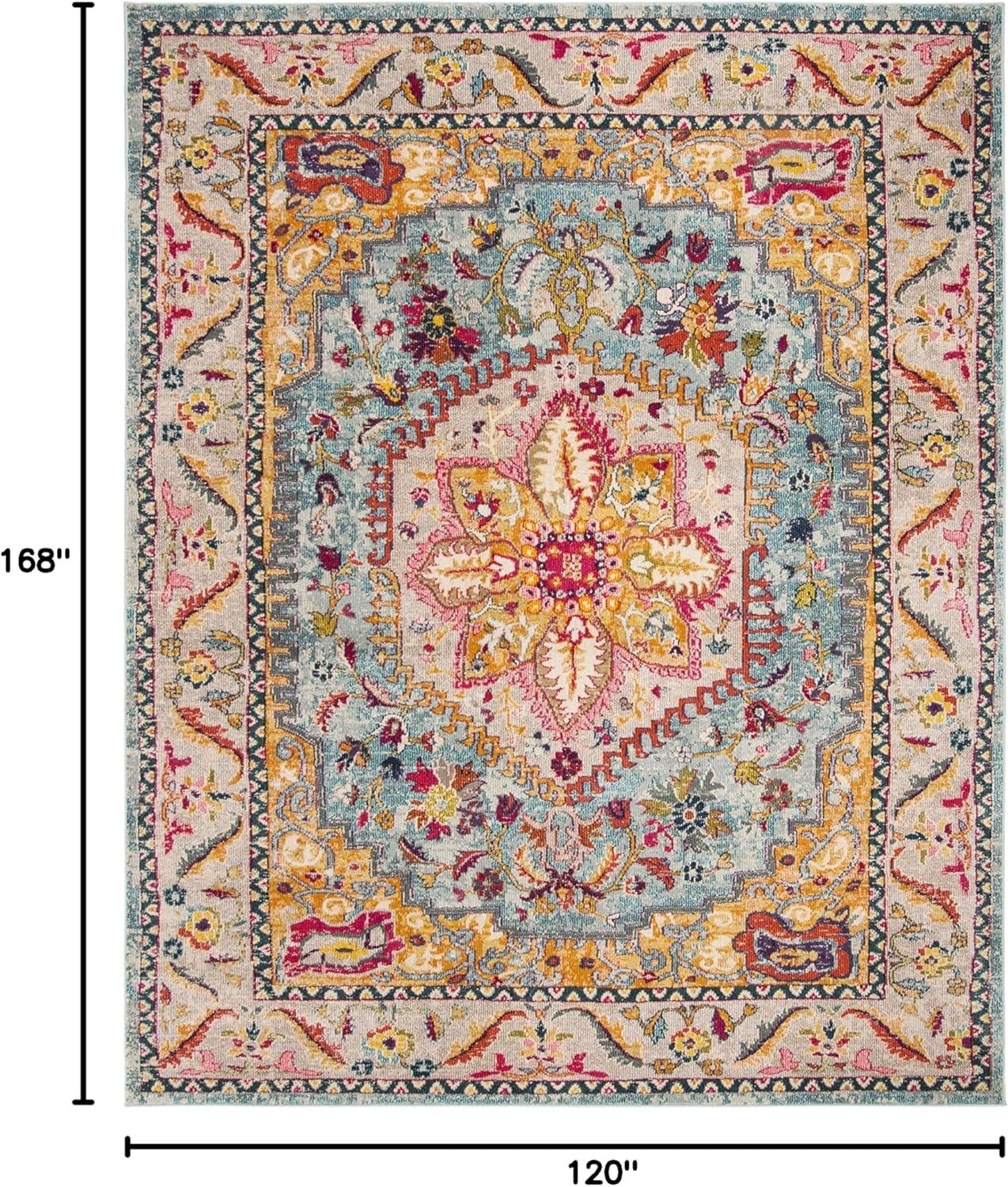 SAFAVIEH Phoenix Brooklyn Bordered Area Rug, Turquoise/Beige, 10' x 14'