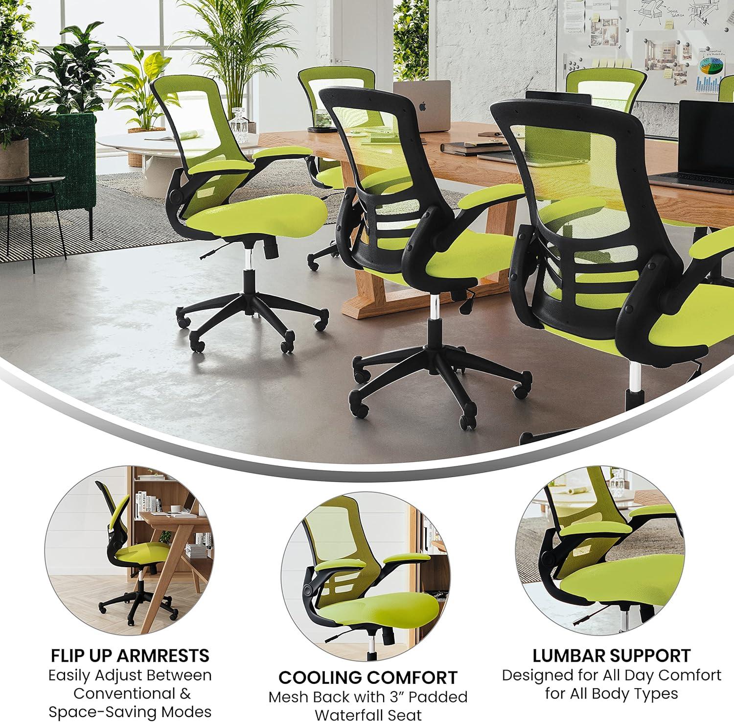 Flash Furniture Mid-Back Mesh Swivel Ergonomic Task Office Chair with Flip-Up Arms