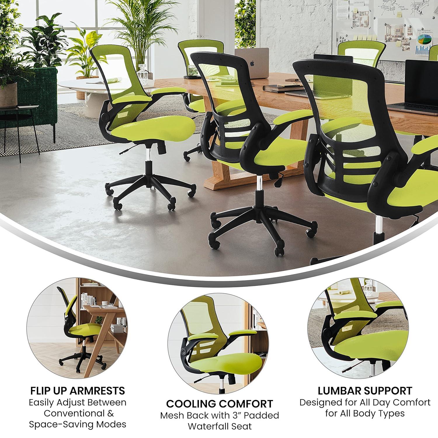 Jayetta Mid-Back Mesh Swivel Ergonomic Office Chair with Flip-Up Arms