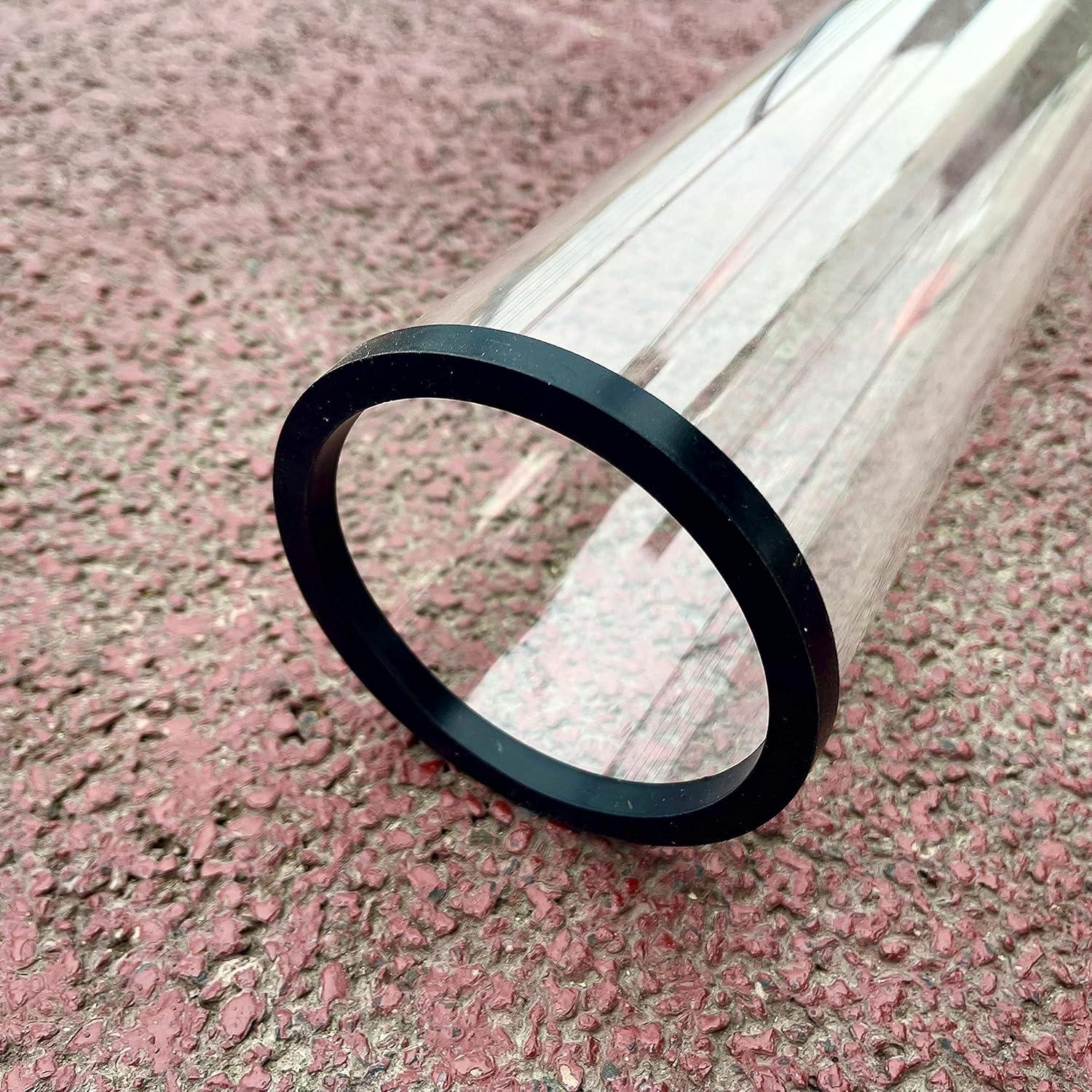 Patio Heater Replacement Parts - 49.5" Tall 4" Diameter - Quartz Glass Tube - Compatible with Four-Sided Pyramid Flame Outdoor Heater - with Neoprene Rubber Silicone Connecting Ring