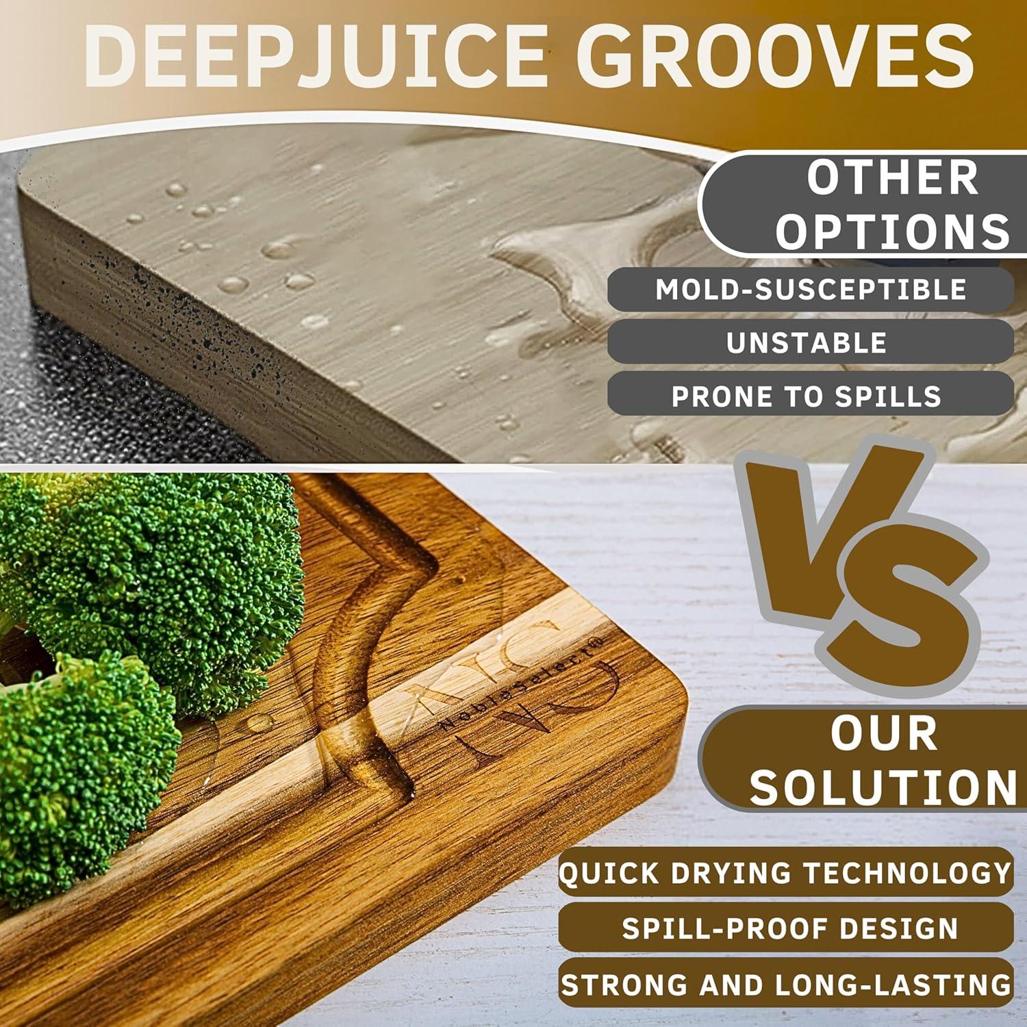 Eco-Friendly Acacia Wood Cutting Board Set with Juice Groove