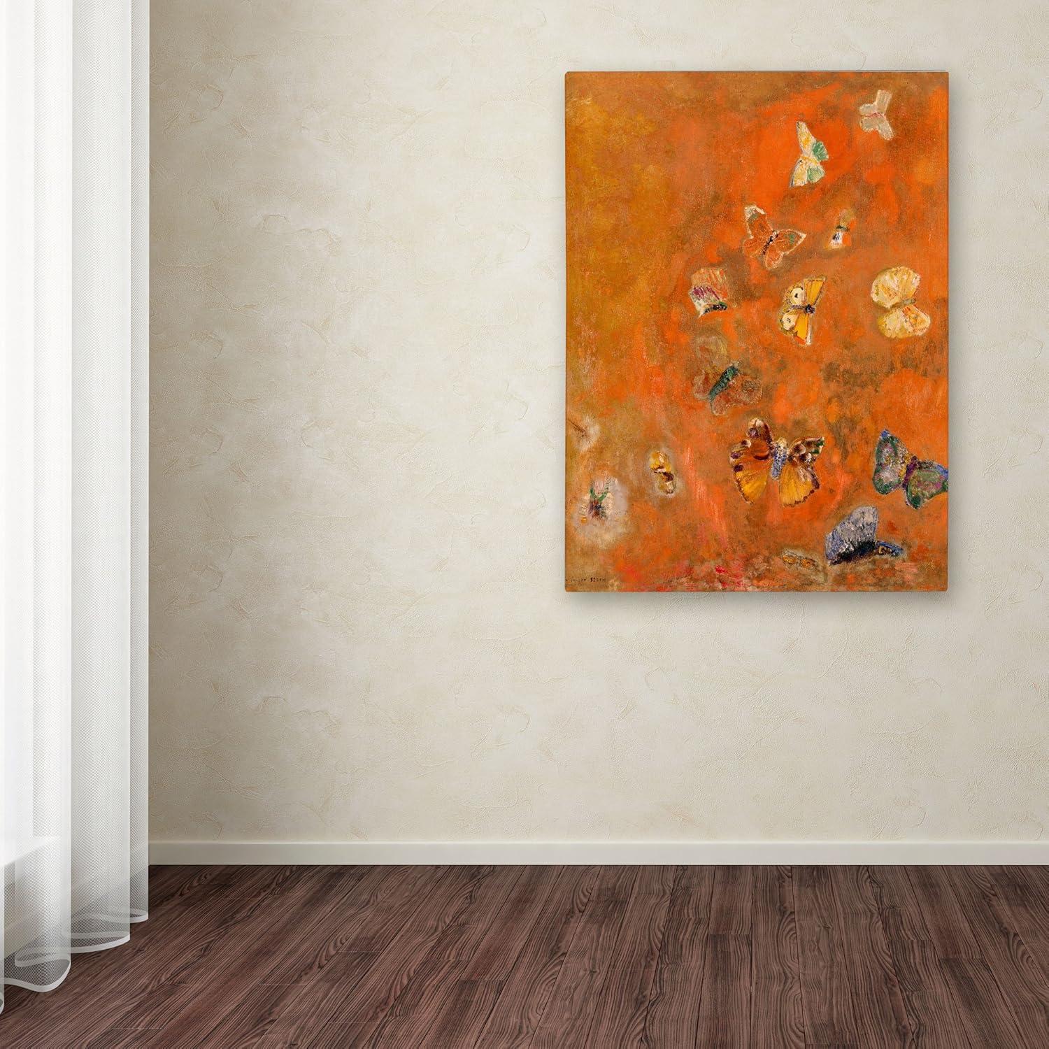 Evocation of Butterflies Orange Wrapped Canvas Wall Art