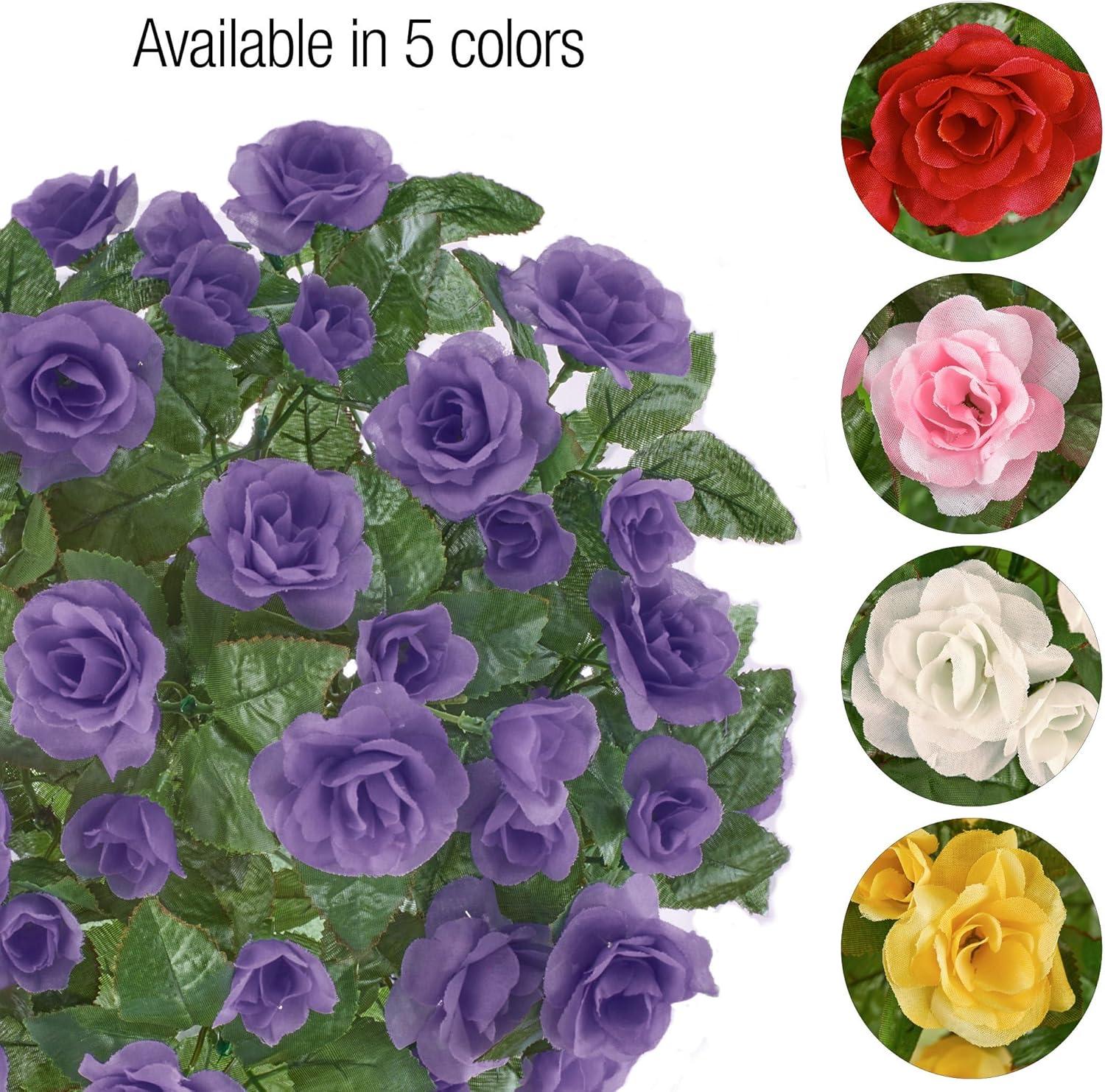 Collections Etc Floral Rose Bushes - Set of 3 Pink