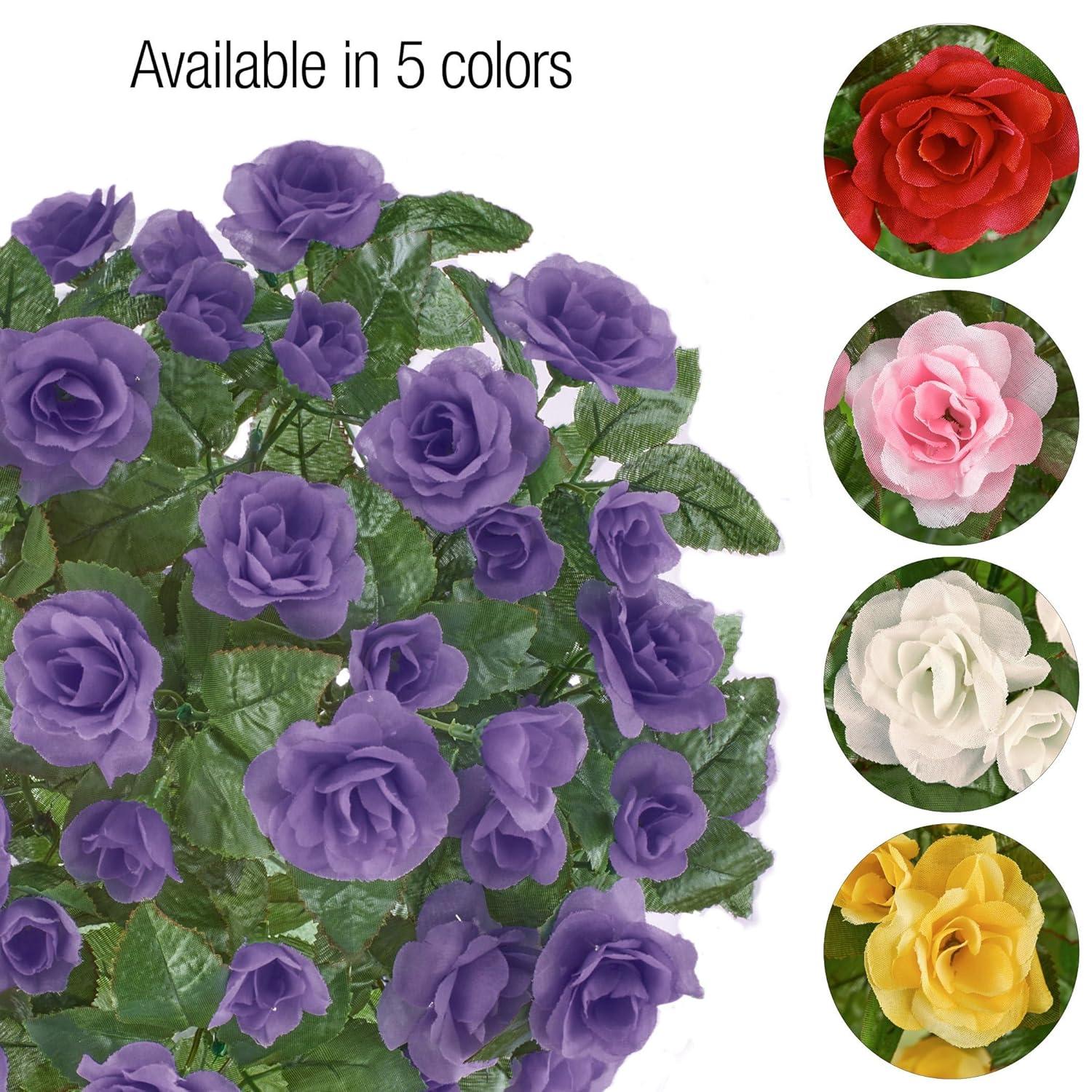 Collections Etc Floral Rose Bushes - Set of 3 Pink