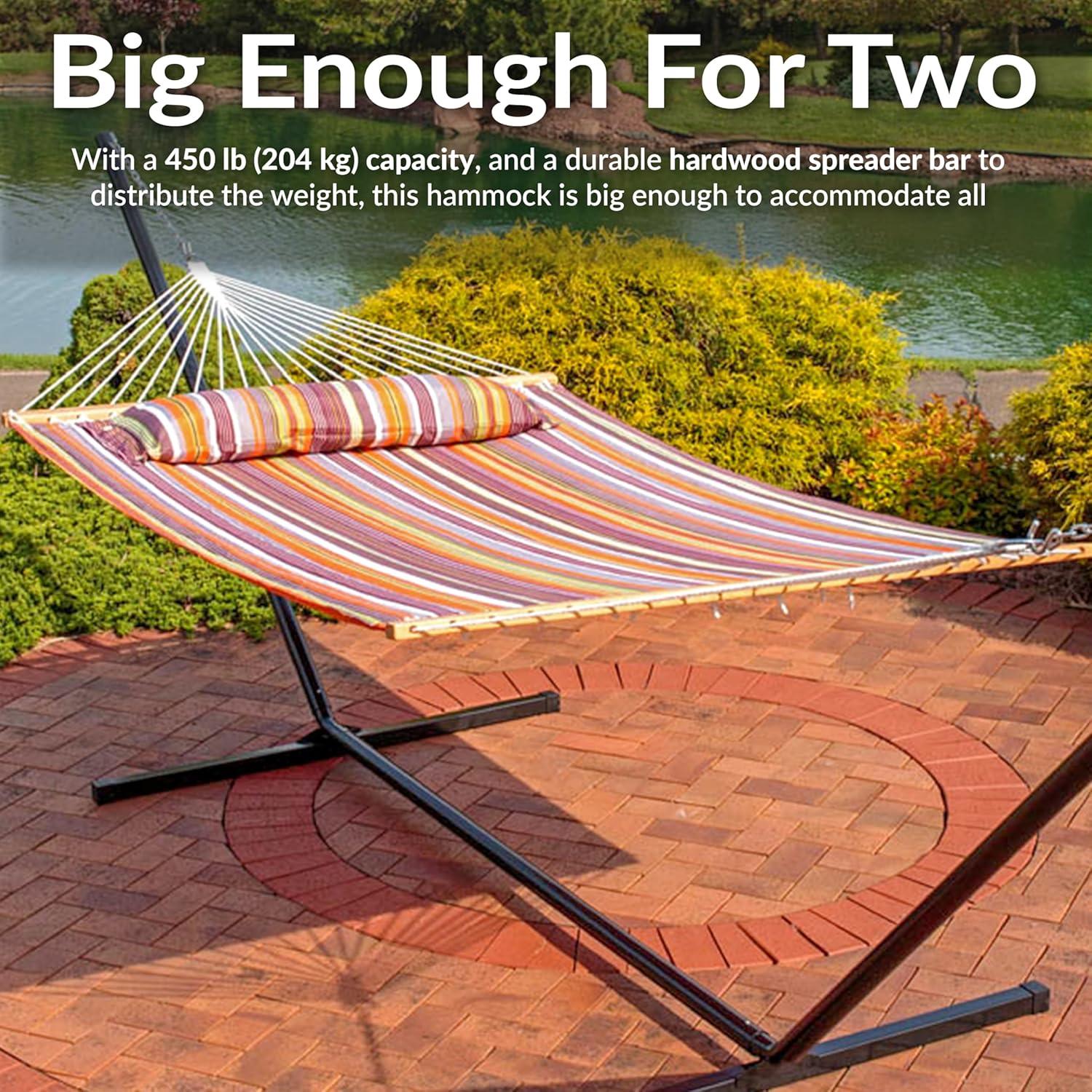 2-Person Quilted Polyester Spreader Bar Hammock