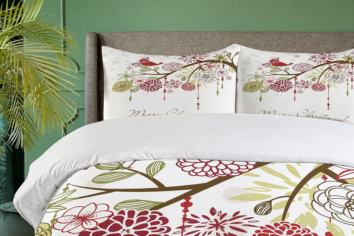 Christmas Farmhouse / Country Floral Duvet Cover Set