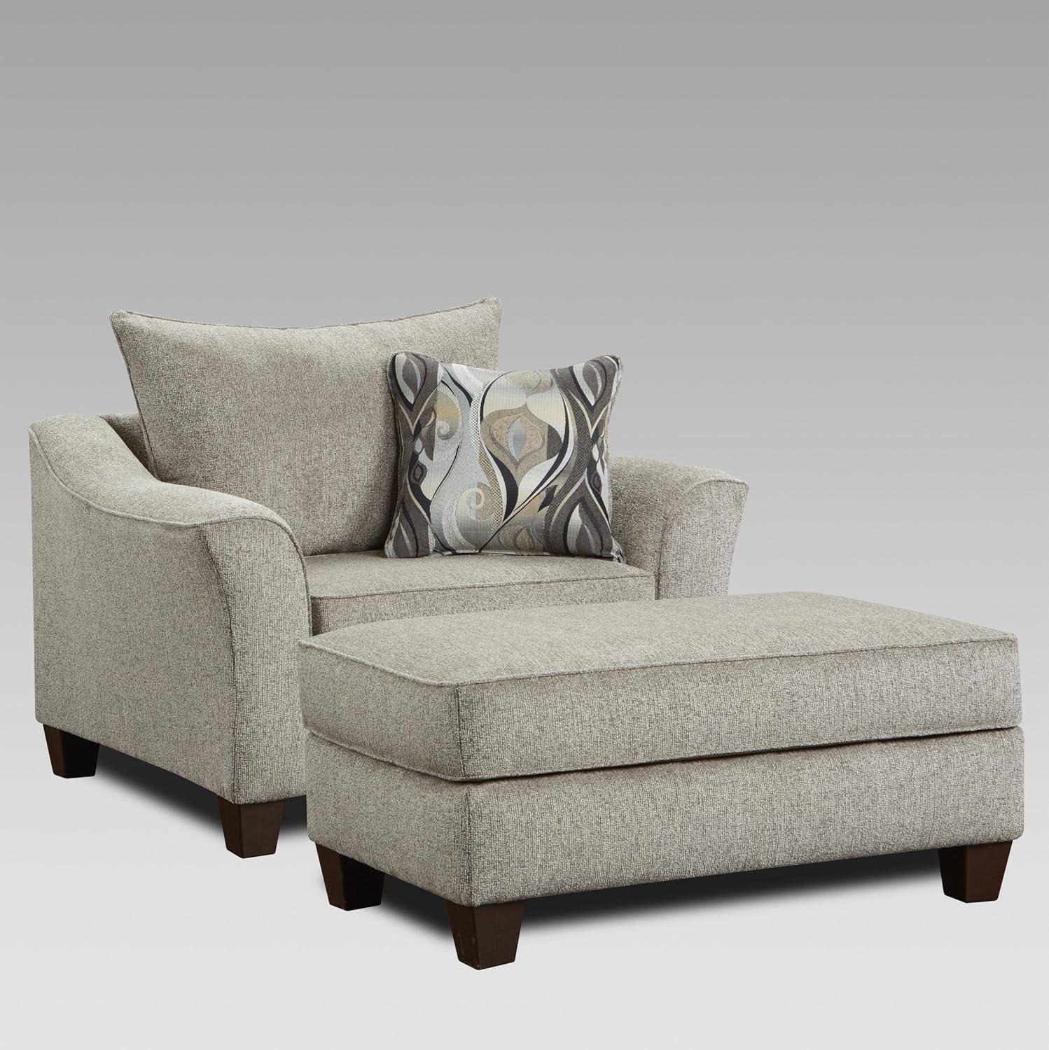 Roundhill Furniture Camero Pillowback 4-Piece Sofa Set, Fabric, Platinum Gray